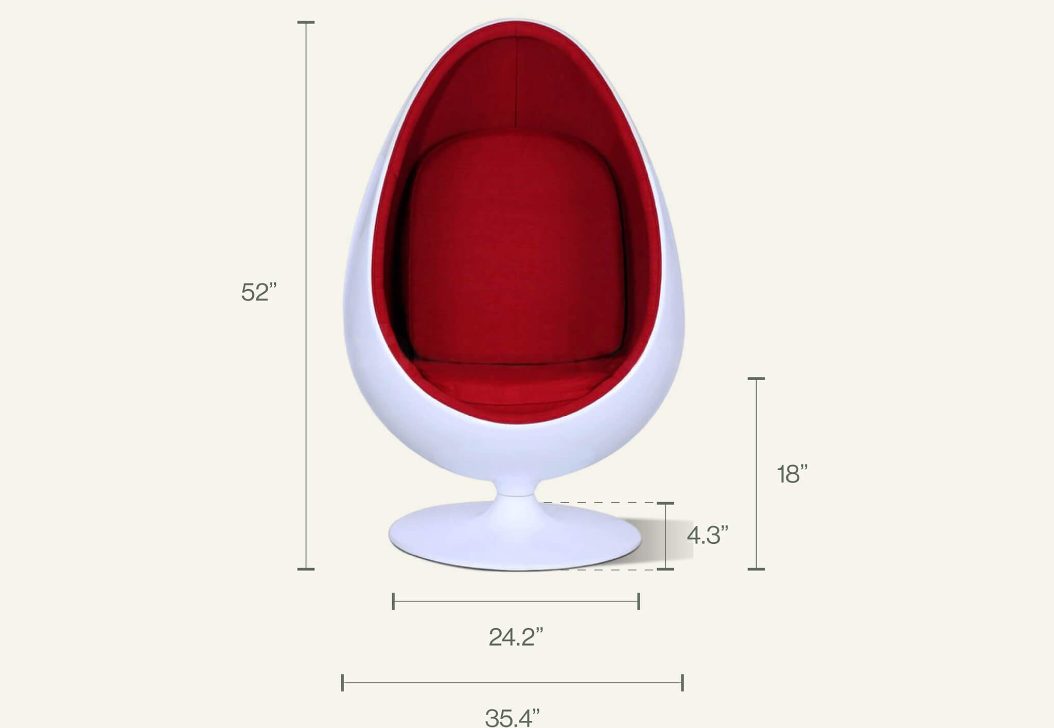 Henrik Thor-Larsen Ovalia Egg Pod Chair - Retro Modern Swivel Lounge