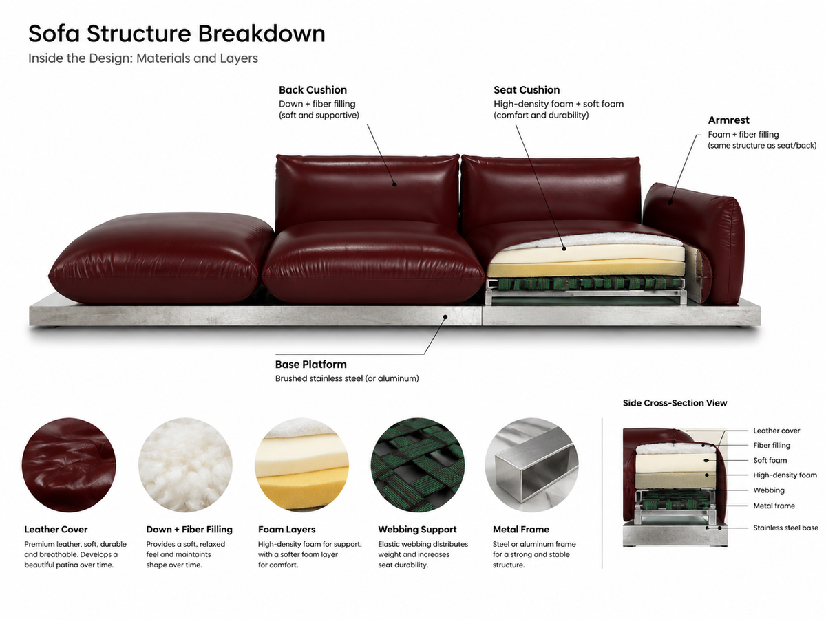 Le Mura Modular Leather Sofa