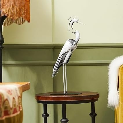 Handmade Metal Heron Statue