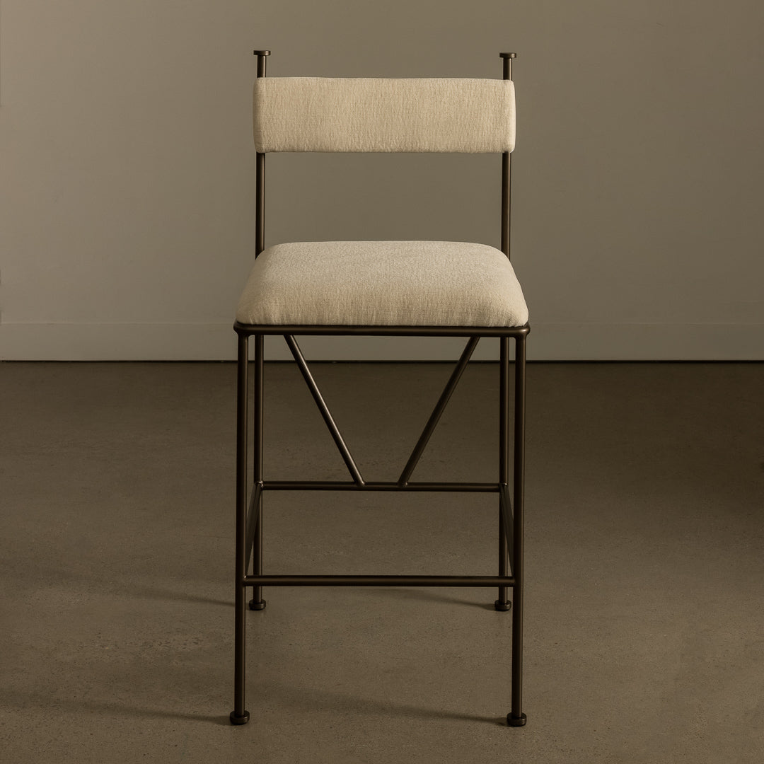 Aspen Counter Stool - Modern Industrial Stool with Metal Frame & Linen Upholstery