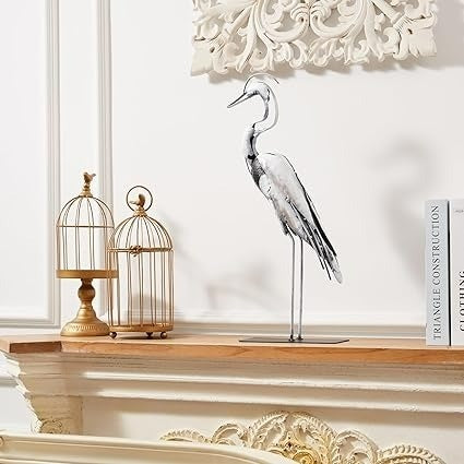 Handmade Metal Heron Statue
