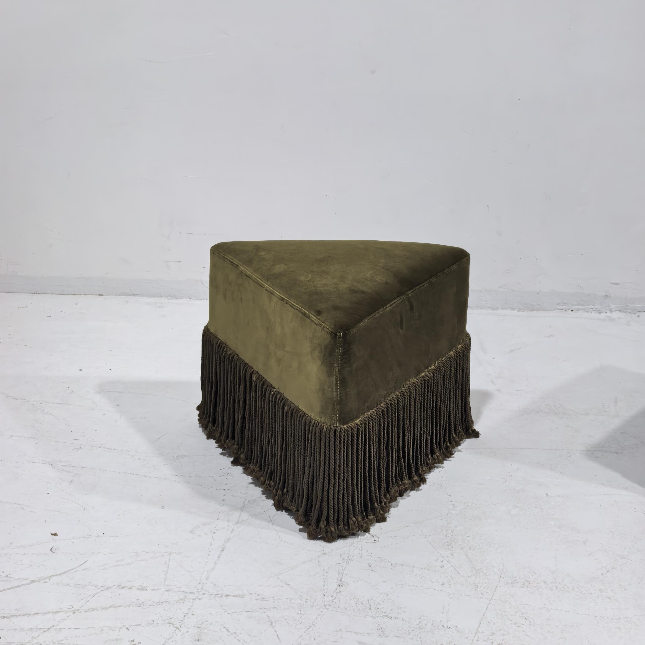 Allard Ottoman Luxe Trillion Cut Velvet & Fringe