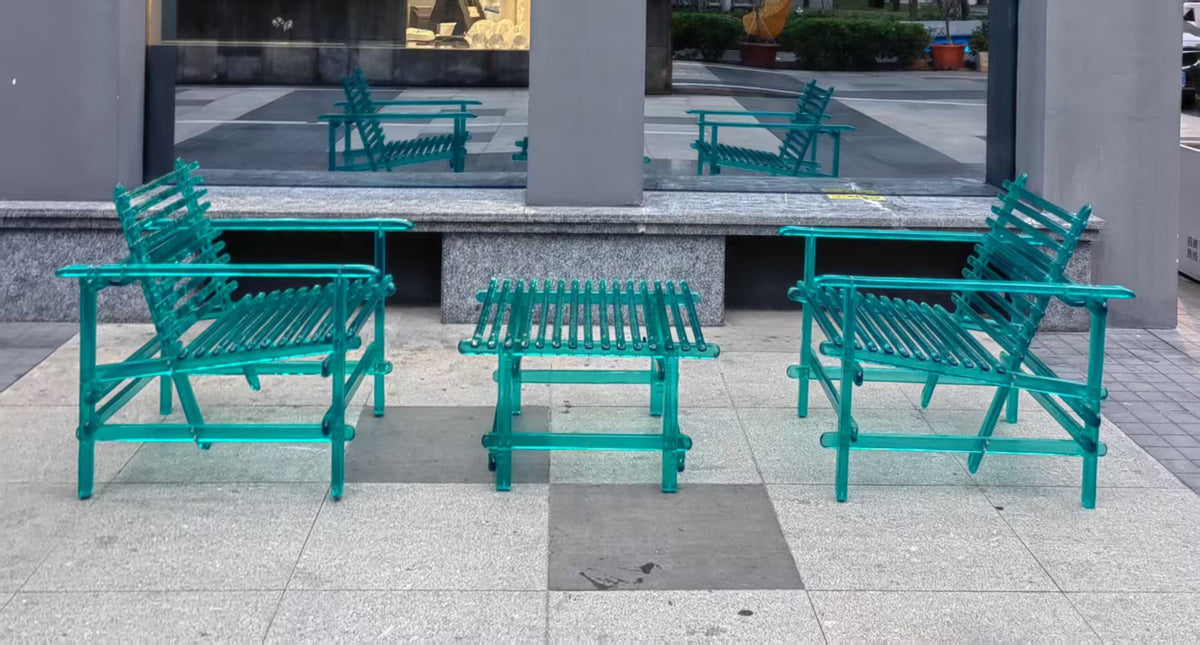 Luxury Translucent Resin Patio Furniture Set | Custom Acrylic Outdoor Chair and Coffee Table (Edra A’mare Style)