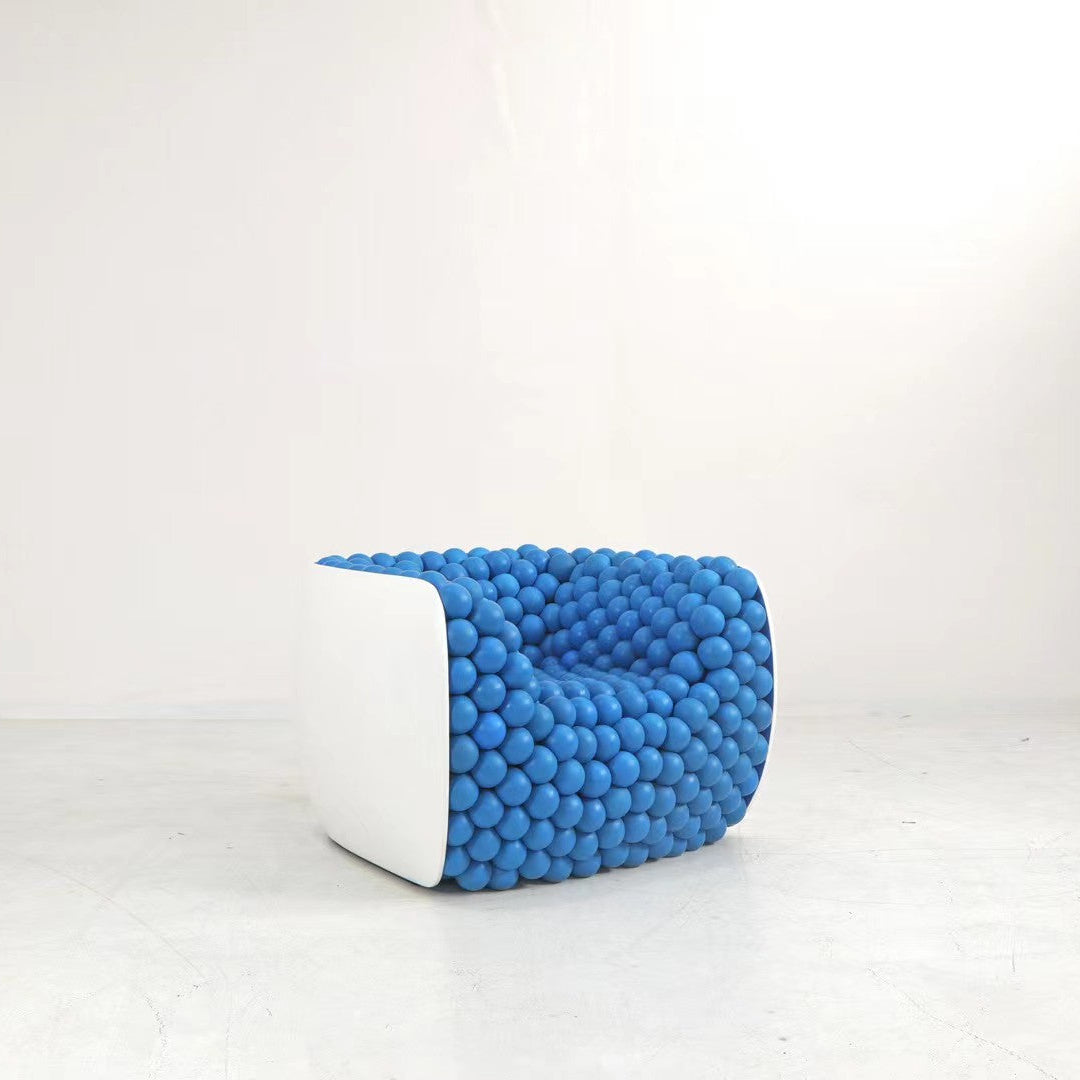 Contemporary Sculptural Blue Resin Bead Armchair