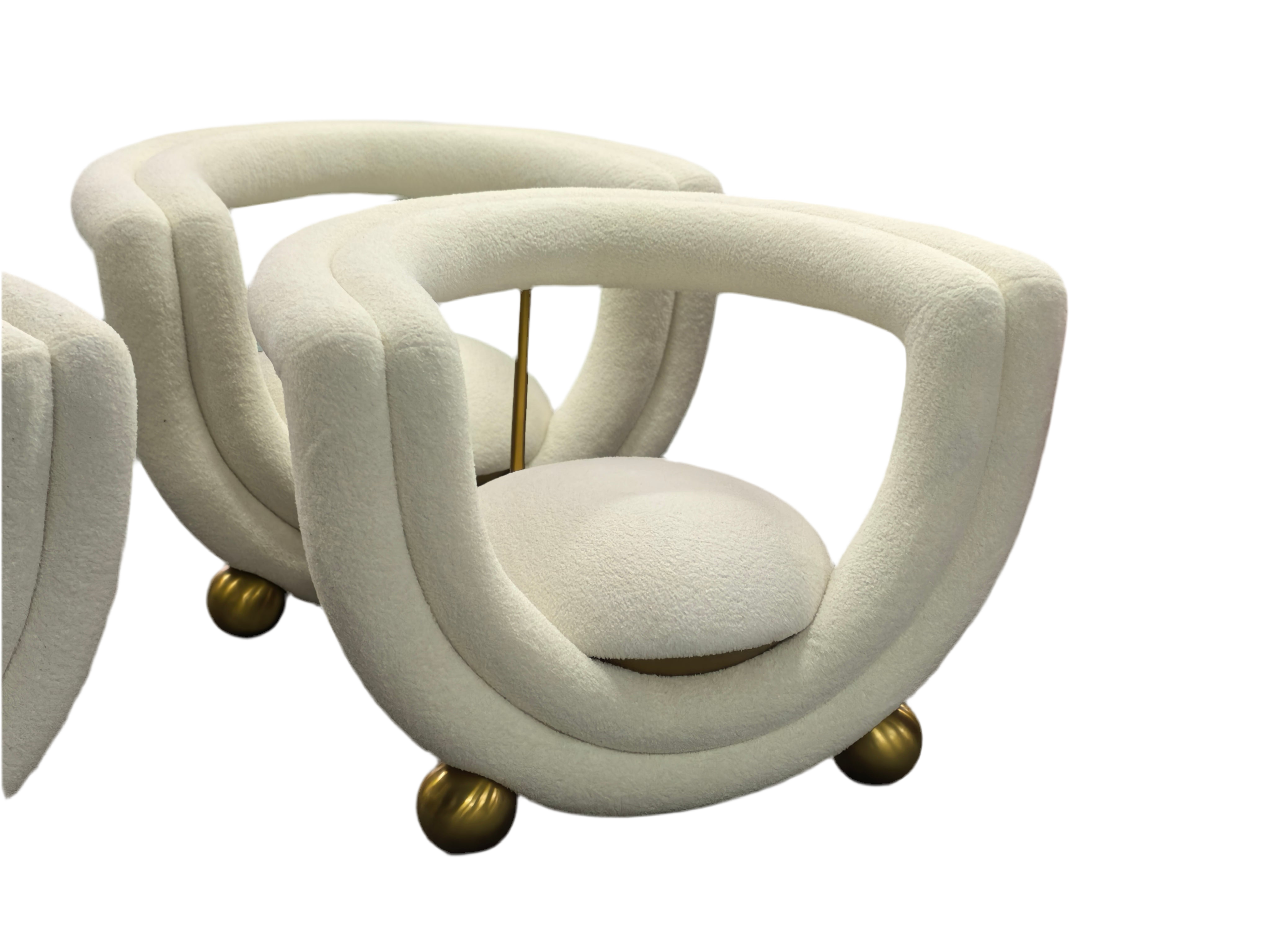 Kissing Armchair by Lara Bohinc - Sculptural Bronze & Cream Bouclé