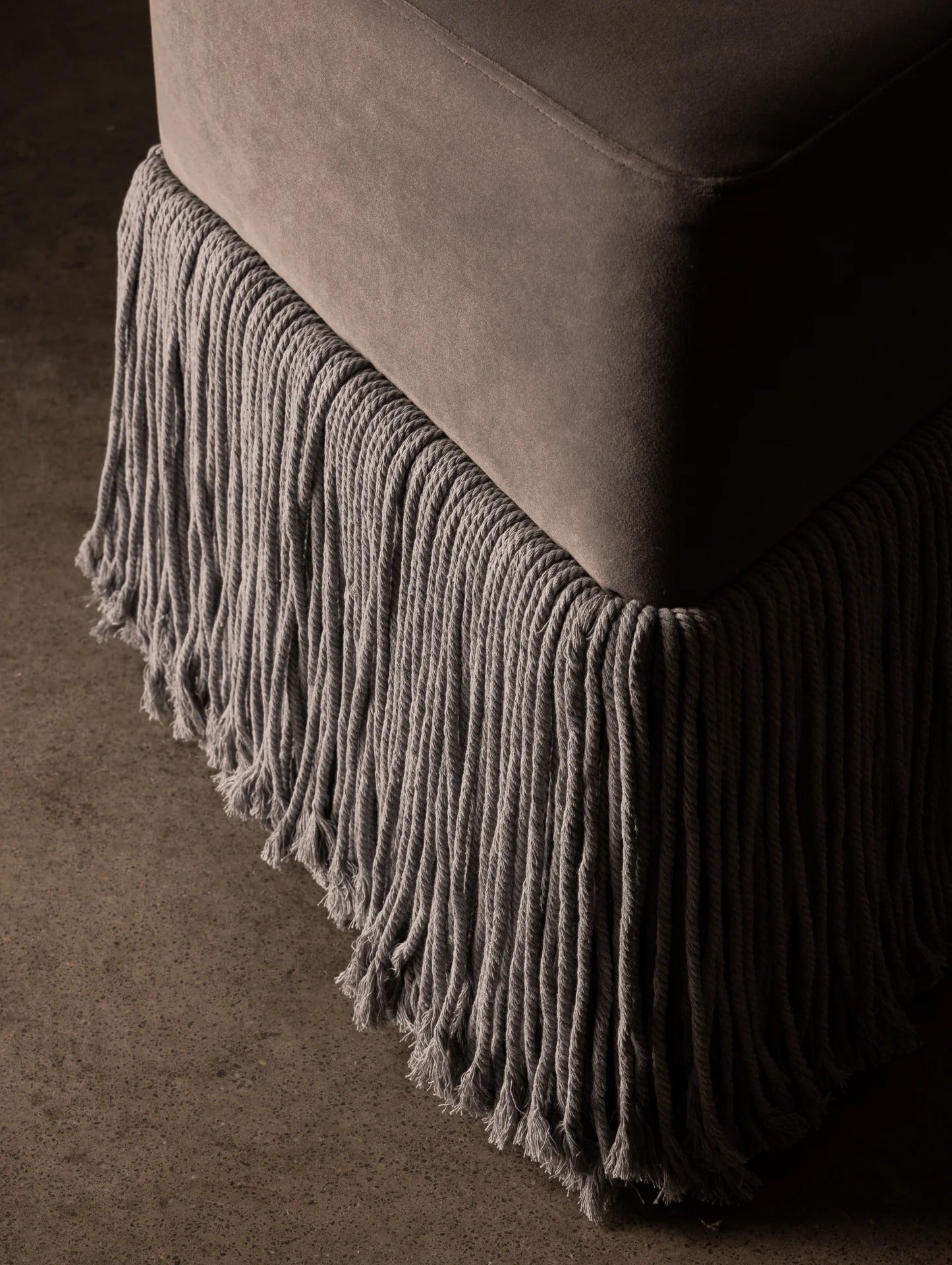 Allard Ottoman - Luxe Trillion Cut Velvet & Fringe