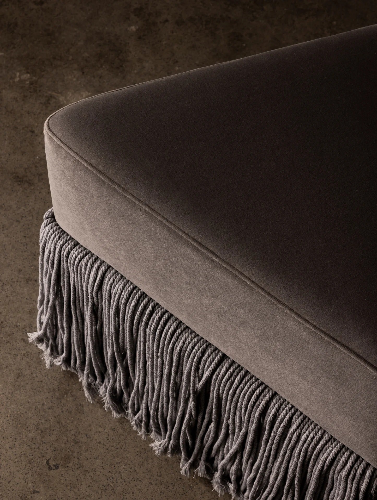 Allard Ottoman - Luxe Trillion Cut Velvet & Fringe