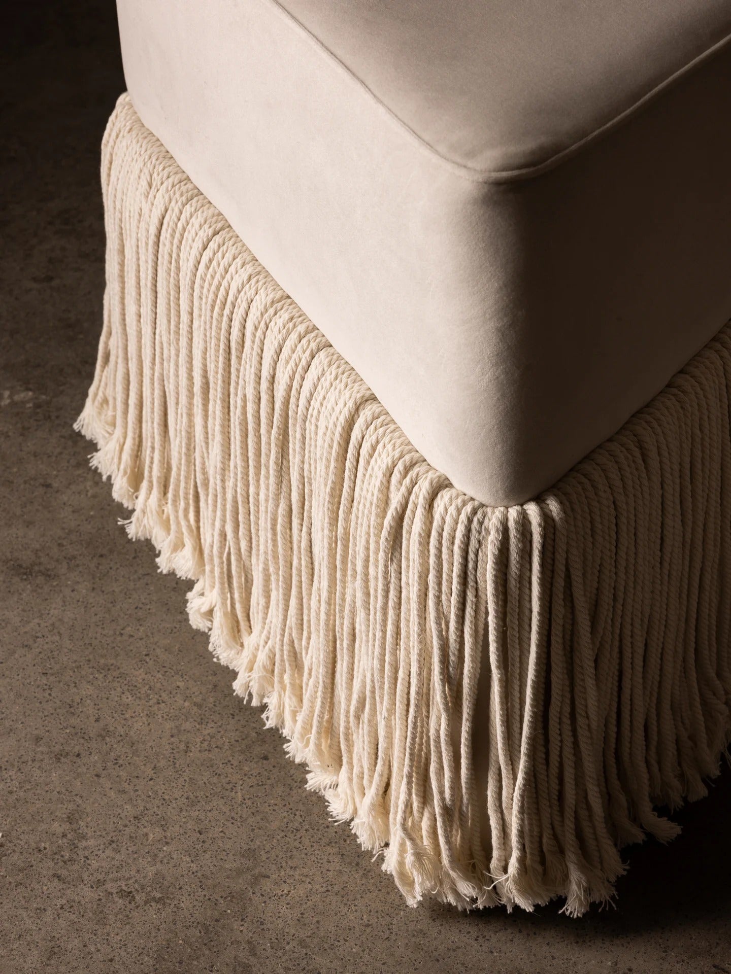 Allard Ottoman - Luxe Trillion Cut Velvet & Fringe