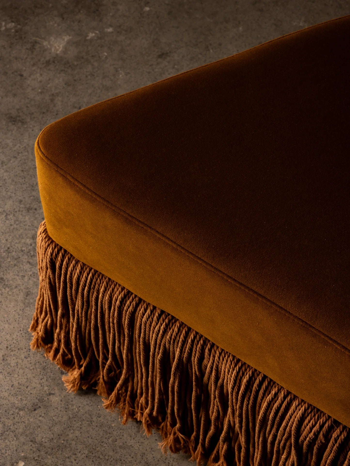 Allard Ottoman - Luxe Trillion Cut Velvet & Fringe