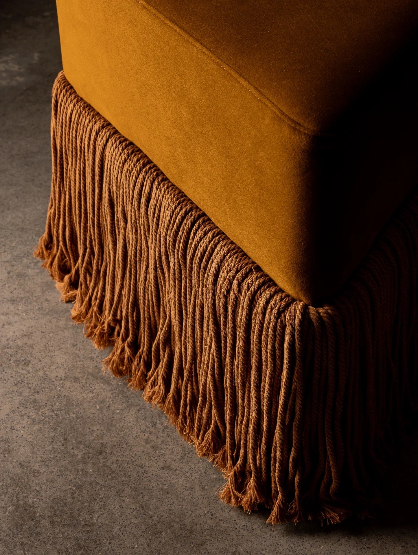 Allard Ottoman - Luxe Trillion Cut Velvet & Fringe