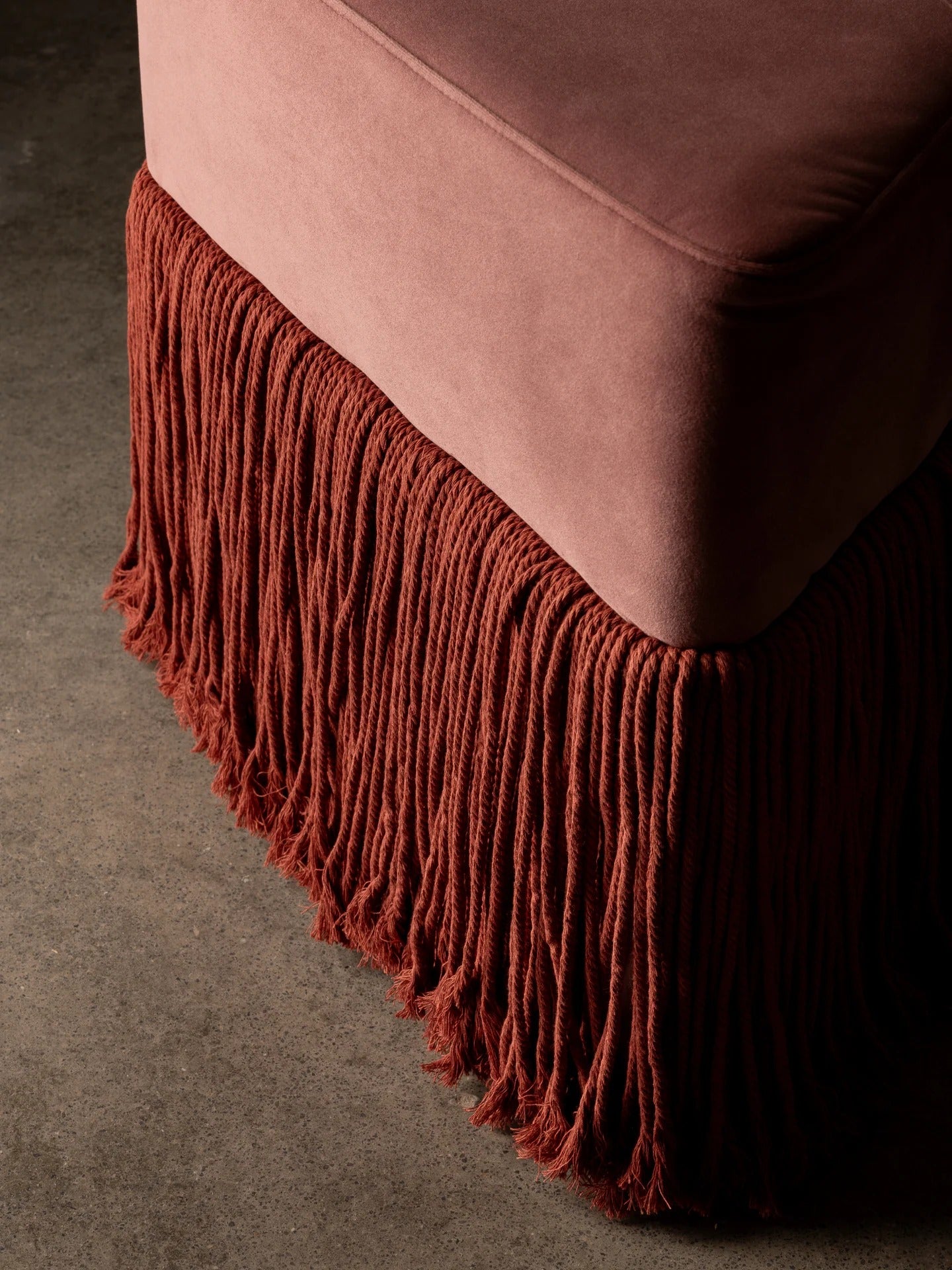 Allard Ottoman - Luxe Trillion Cut Velvet & Fringe
