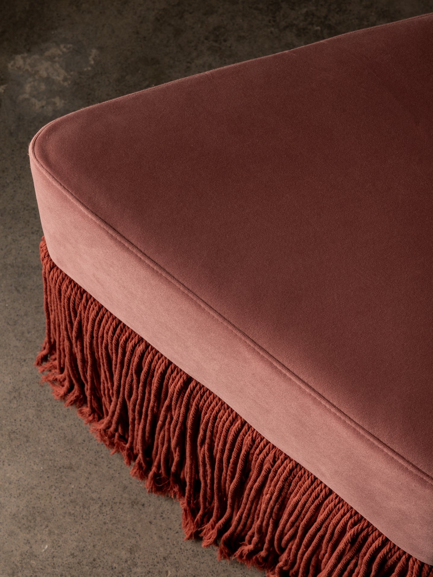 Allard Ottoman - Luxe Trillion Cut Velvet & Fringe