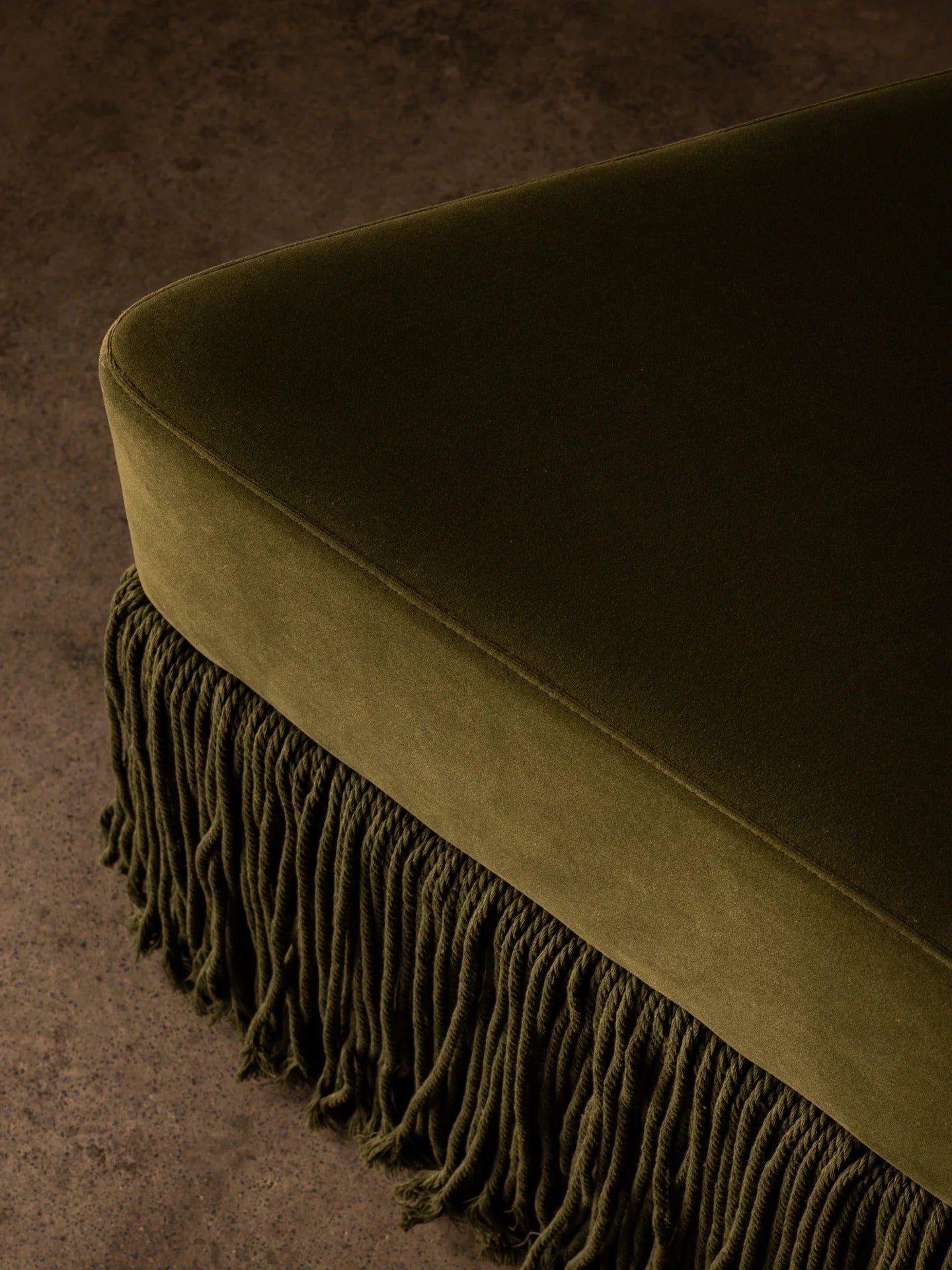 Allard Ottoman - Luxe Trillion Cut Velvet & Fringe