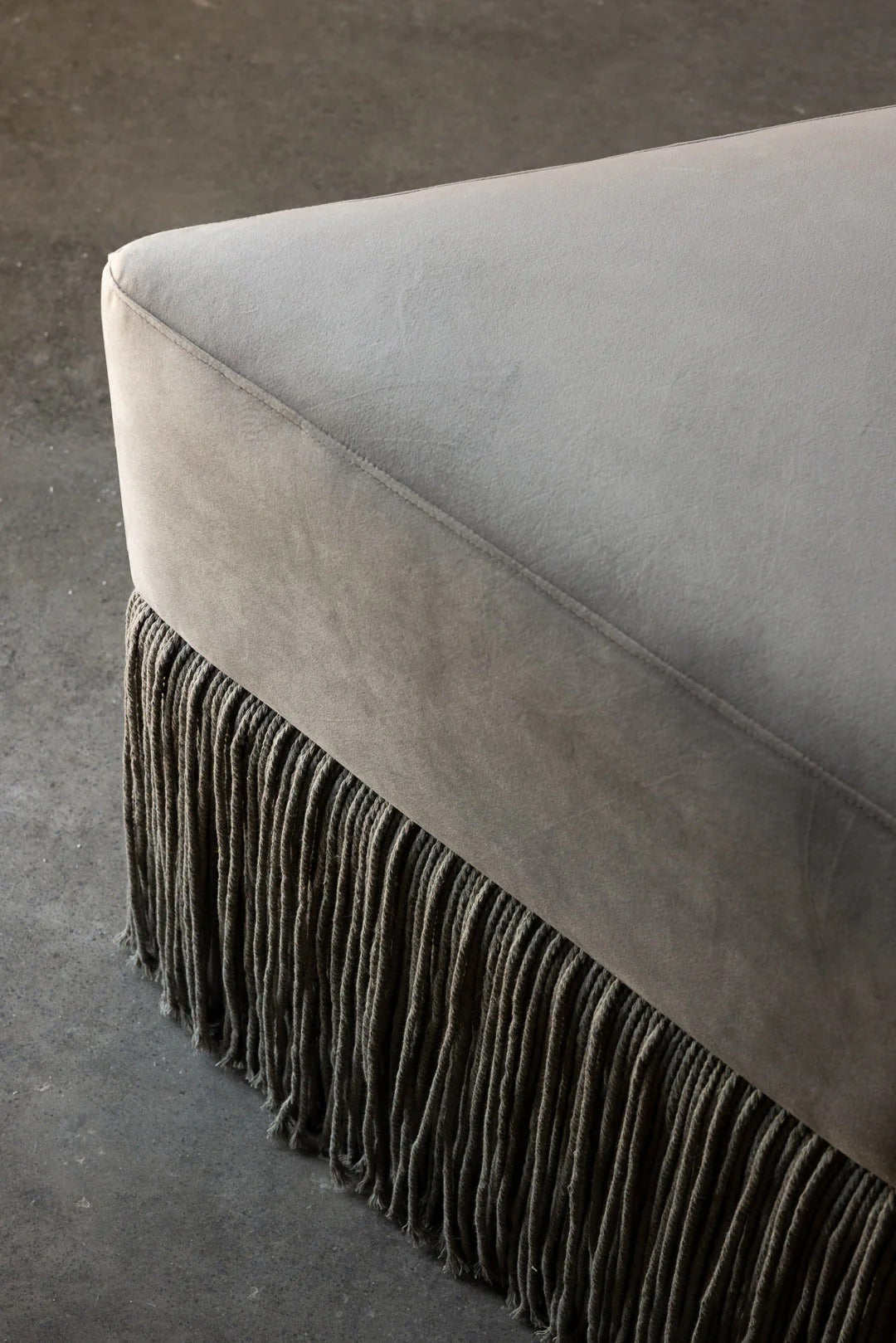 Allard Ottoman - Luxe Trillion Cut Velvet & Fringe