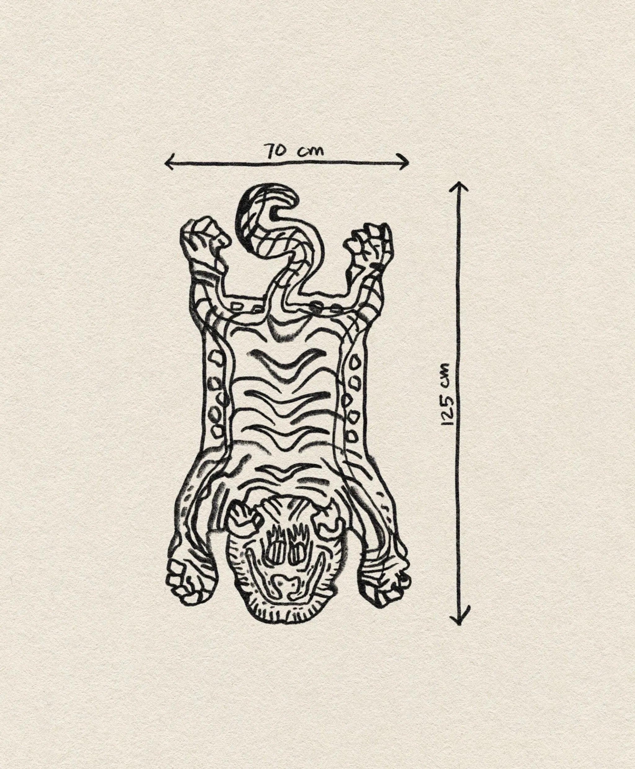 Detailed Burma tiger rug, crafted from 100% high-quality wool for durability.