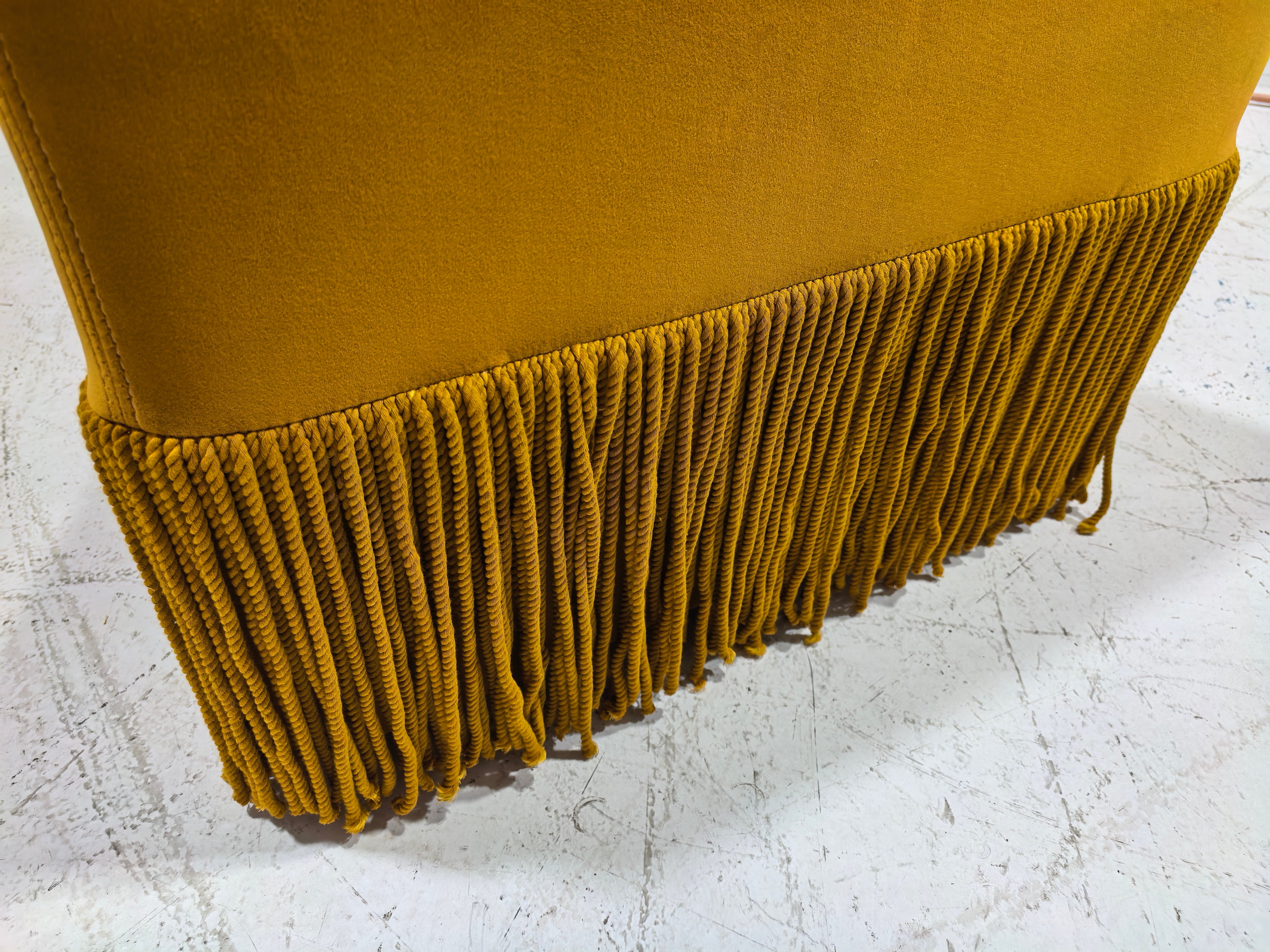Allard Ottoman - Luxe Trillion Cut Velvet & Fringe