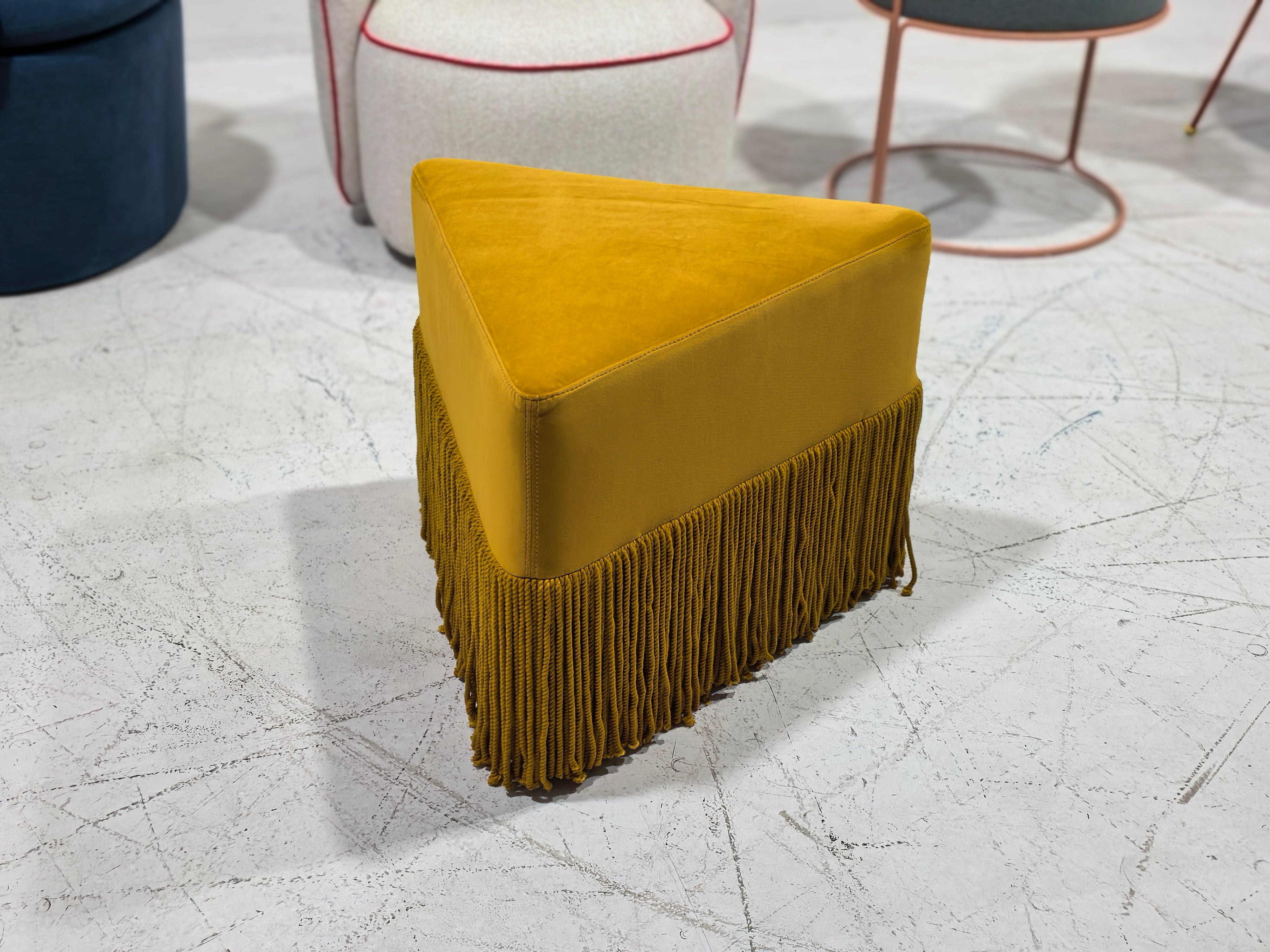 Allard Ottoman - Luxe Trillion Cut Velvet & Fringe