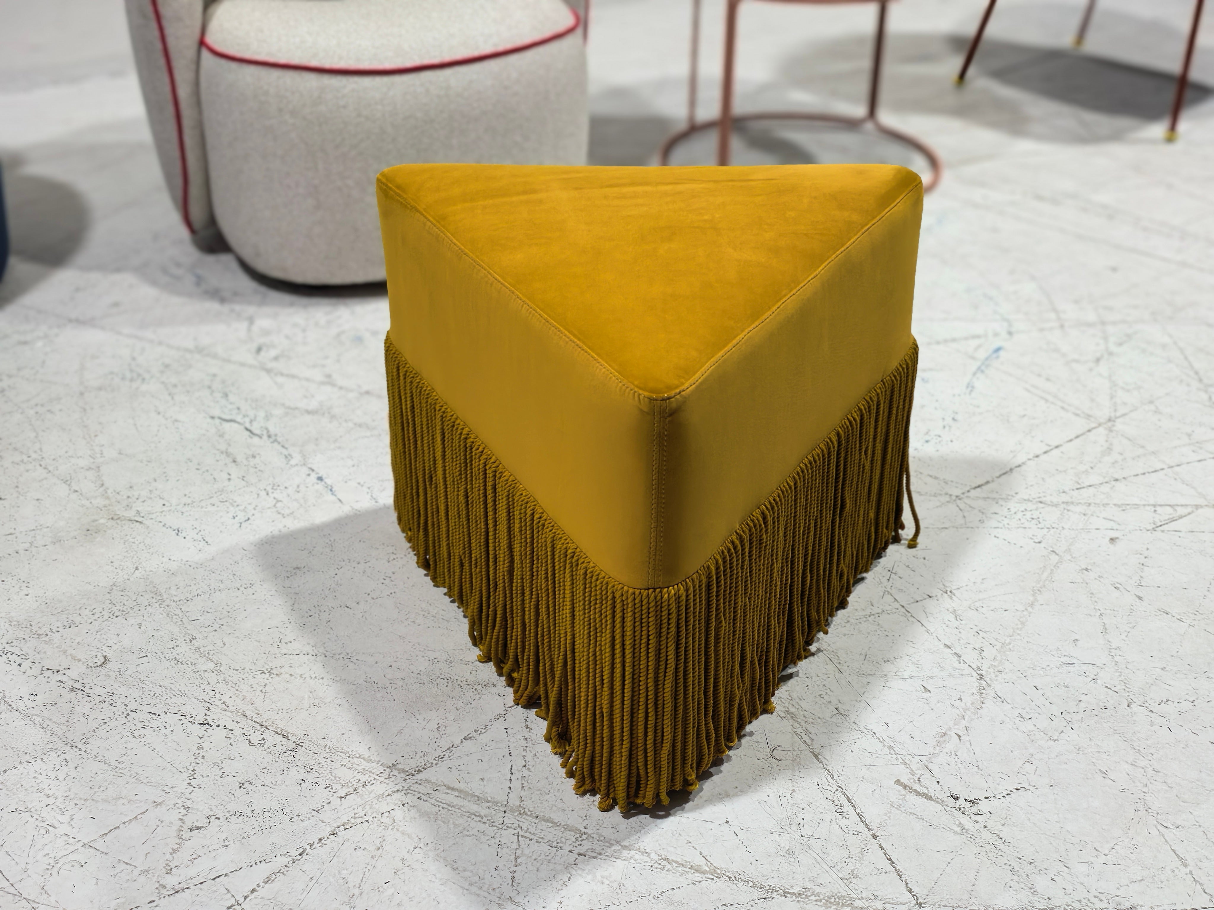 Allard Ottoman - Luxe Trillion Cut Velvet & Fringe