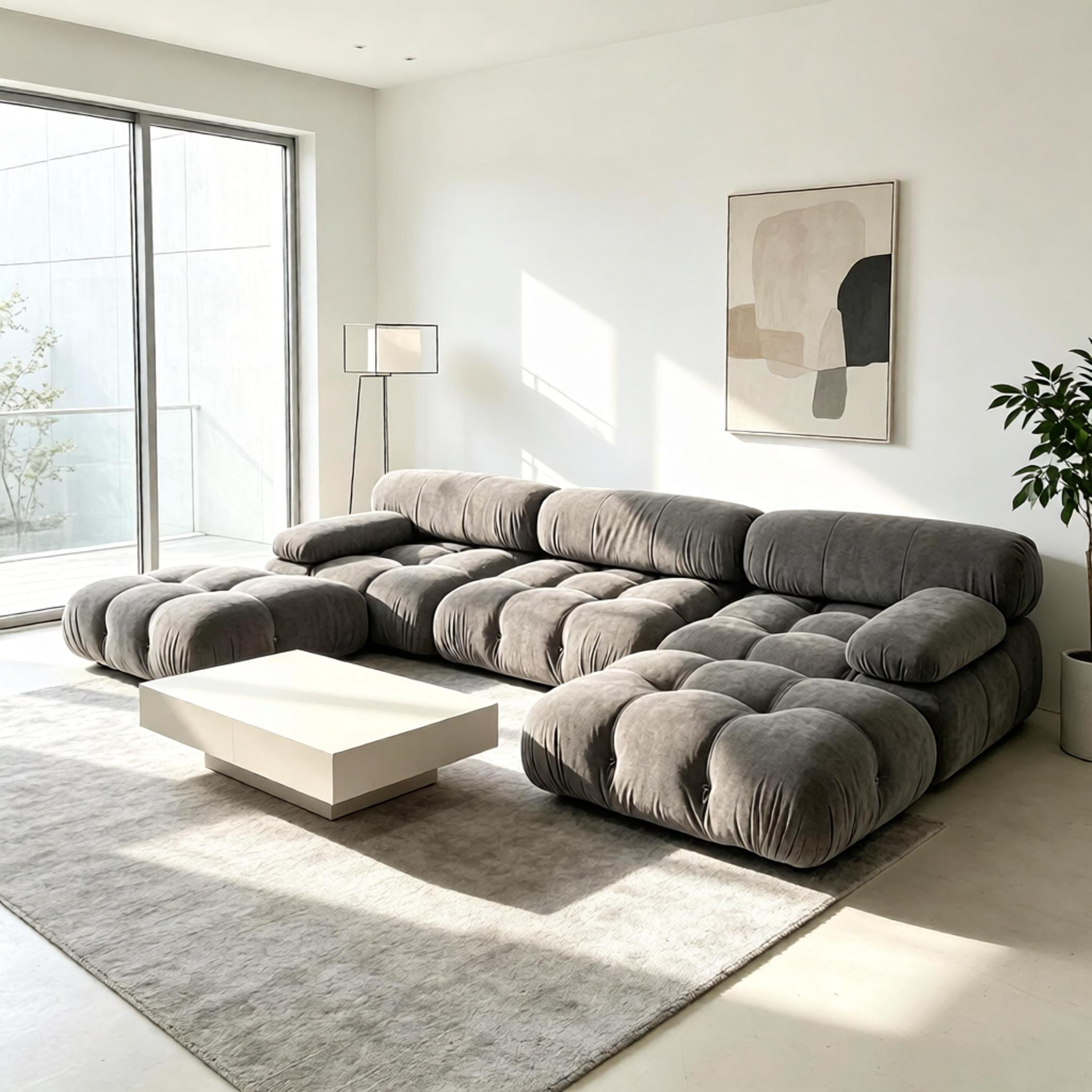 Mario Bellini-Inspired Sofa & Ottoman Set