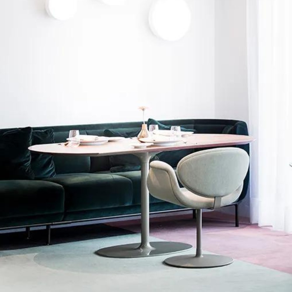 Classic tulip table chairs, combining style and functionality.