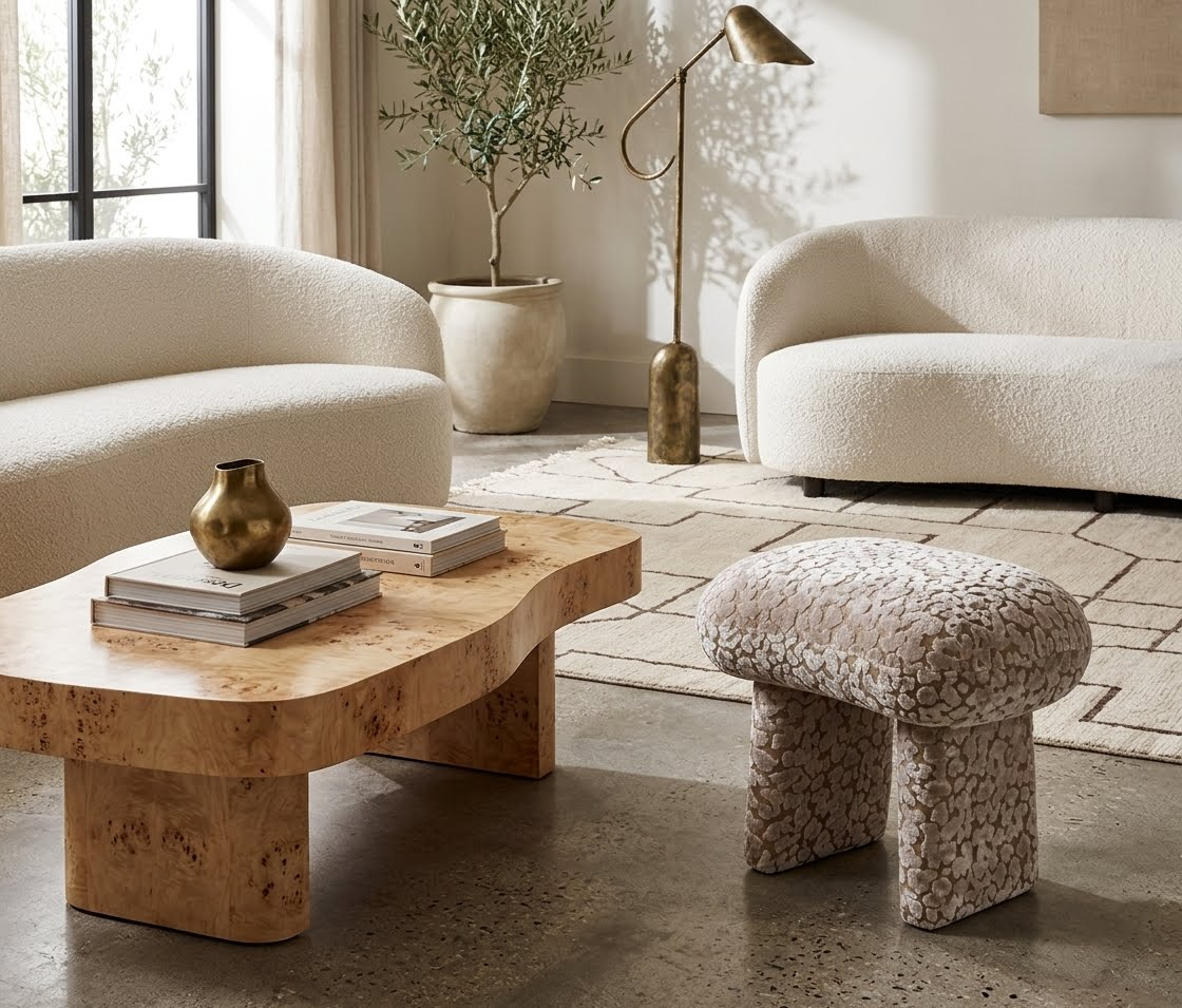 NV GALLERY CORINTHE Stool Replica - Modern Leopard Print Pouf Accent Vanity Chair