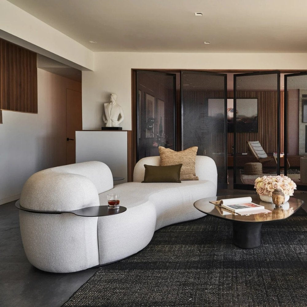 Cozy white Tateyama sofa, offering a warm and inviting touch to contemporary decor.