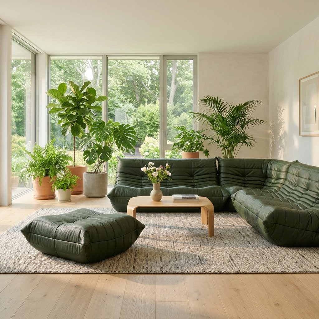 Togo Leather Sofa Ottoman