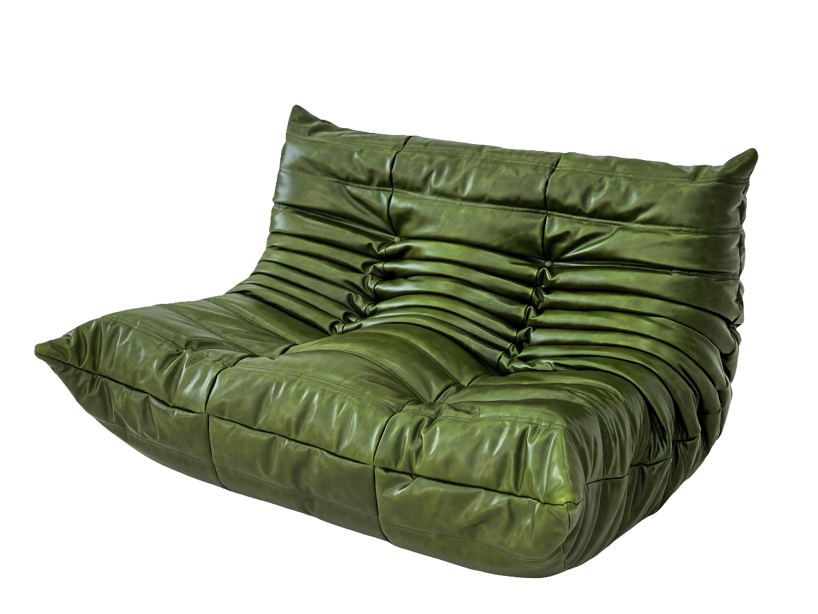 Togo Leather Sofa 2-Seater Loveseat