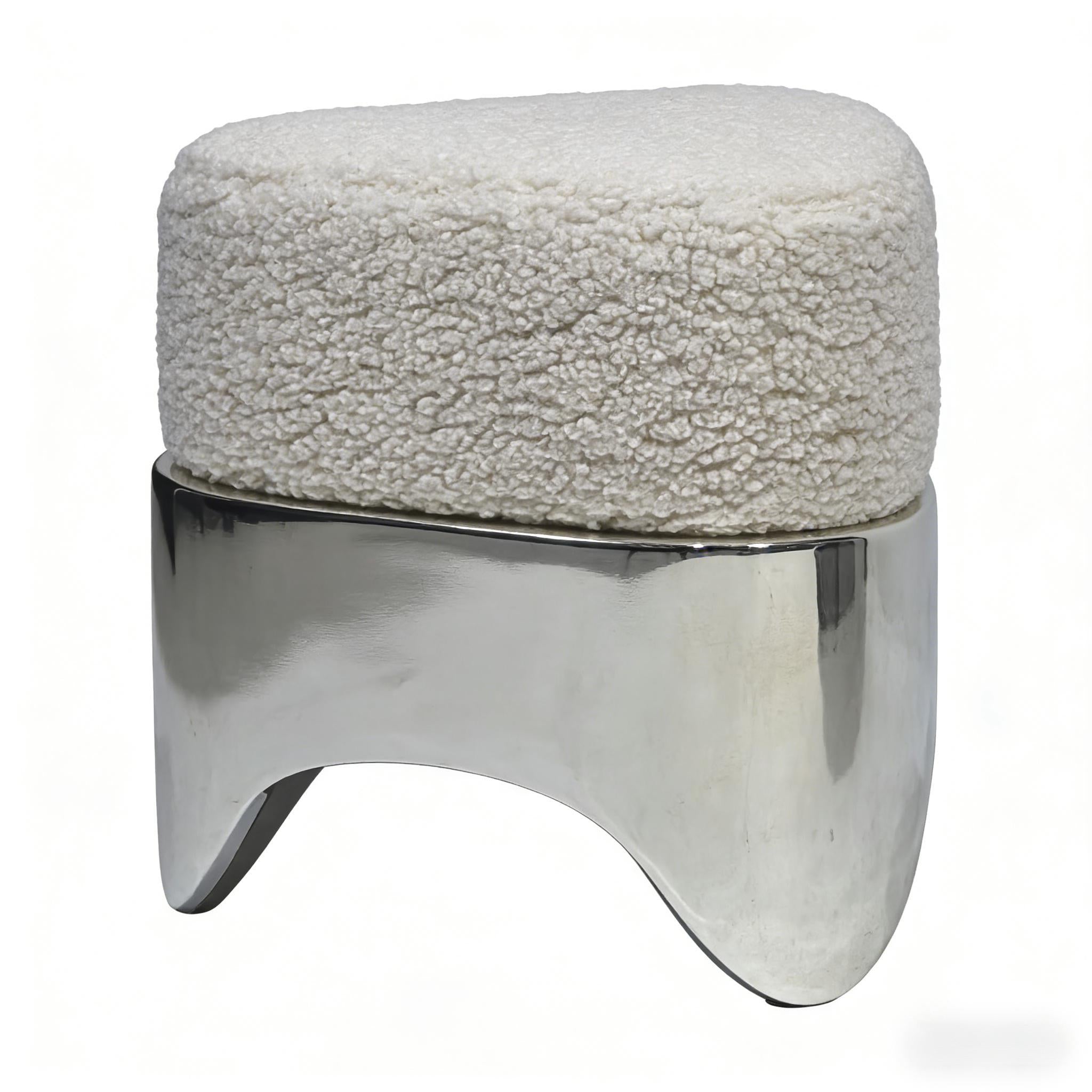 Soft Beige Upholstered Stool for Living & Bedroom