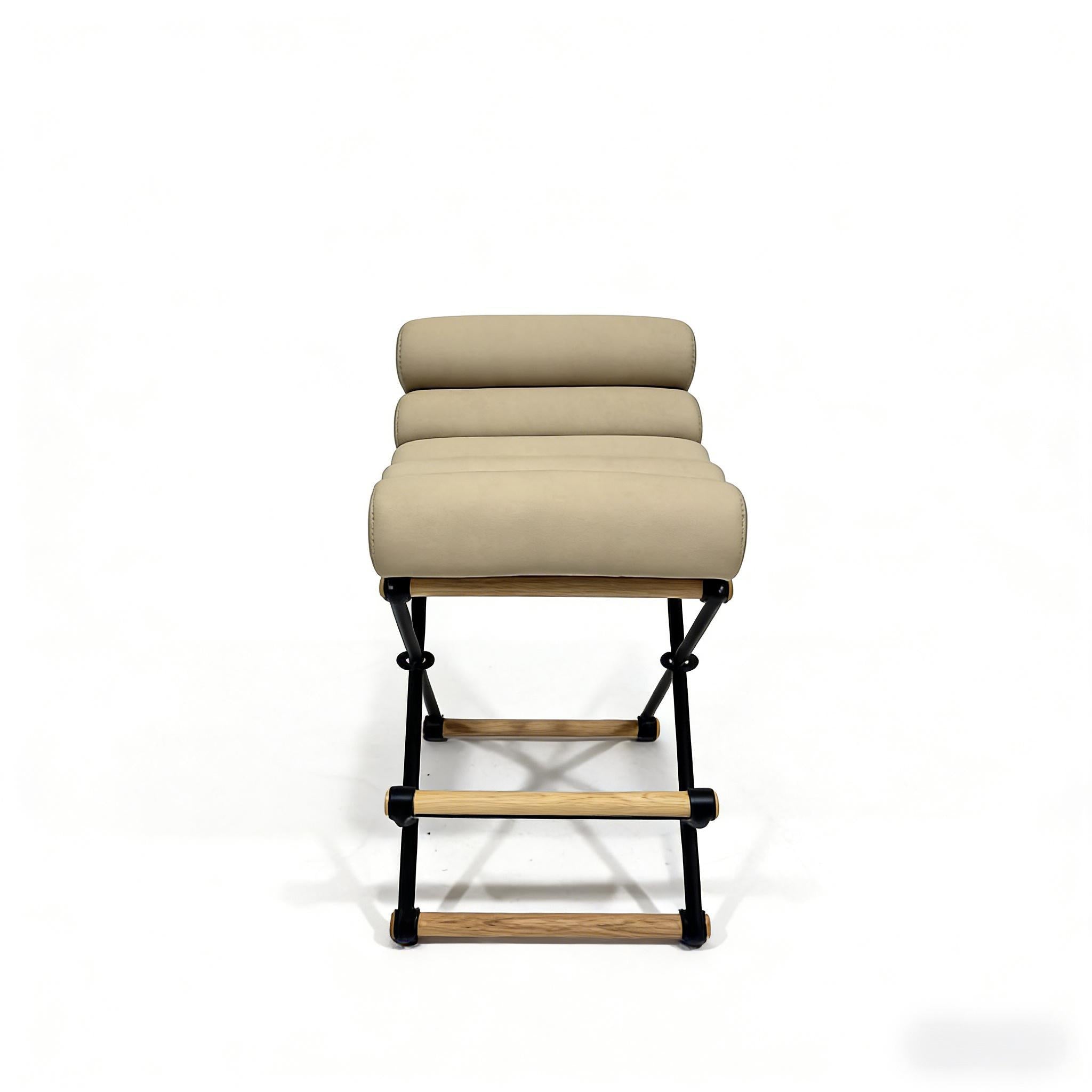 Custom Leather / Fabric Mid-Century Bar Stool