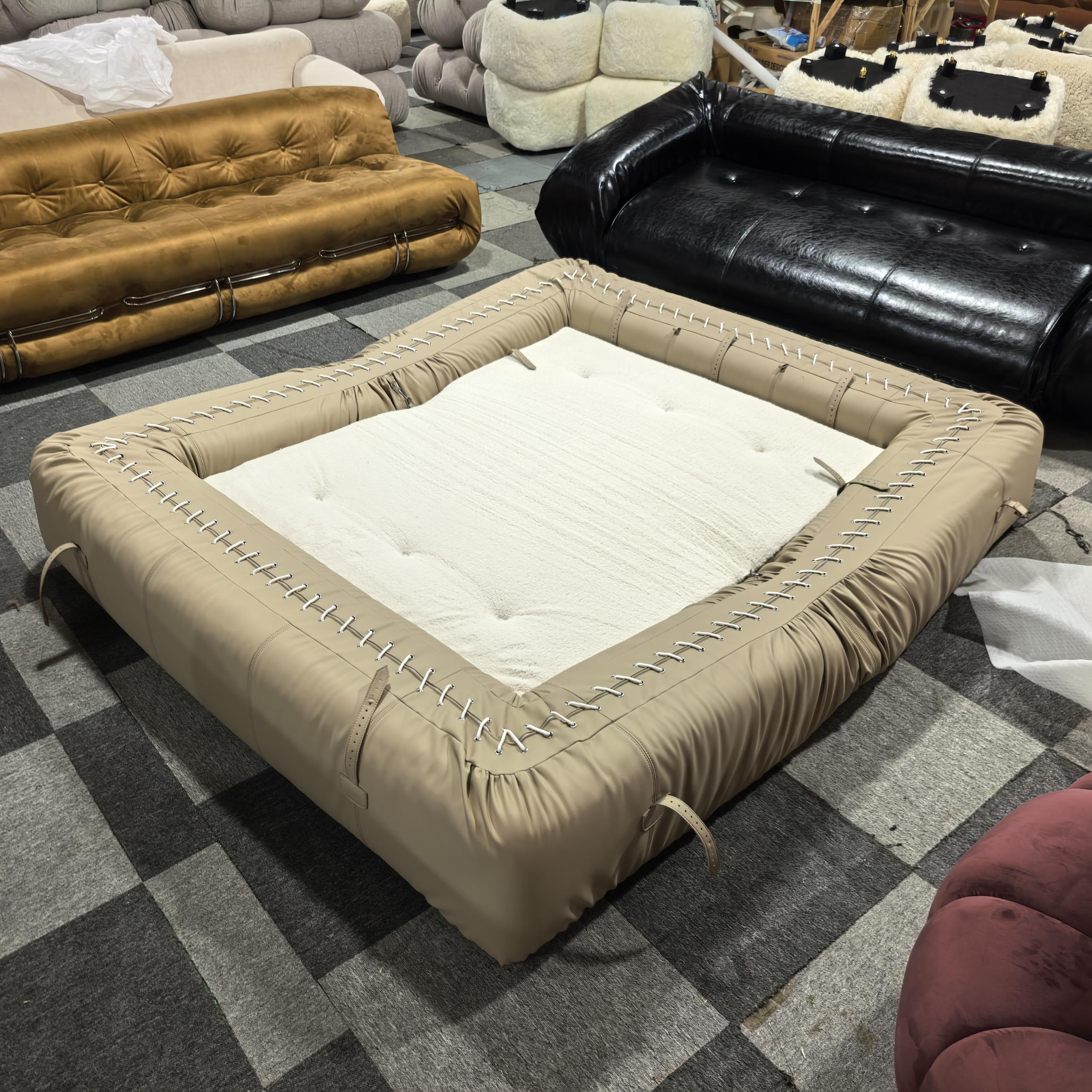 Togo Leather Sofa Three-Seater