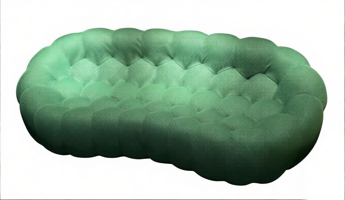 compressed-emerald-green-bubble-sofa-245cm-front-view-vintara-design