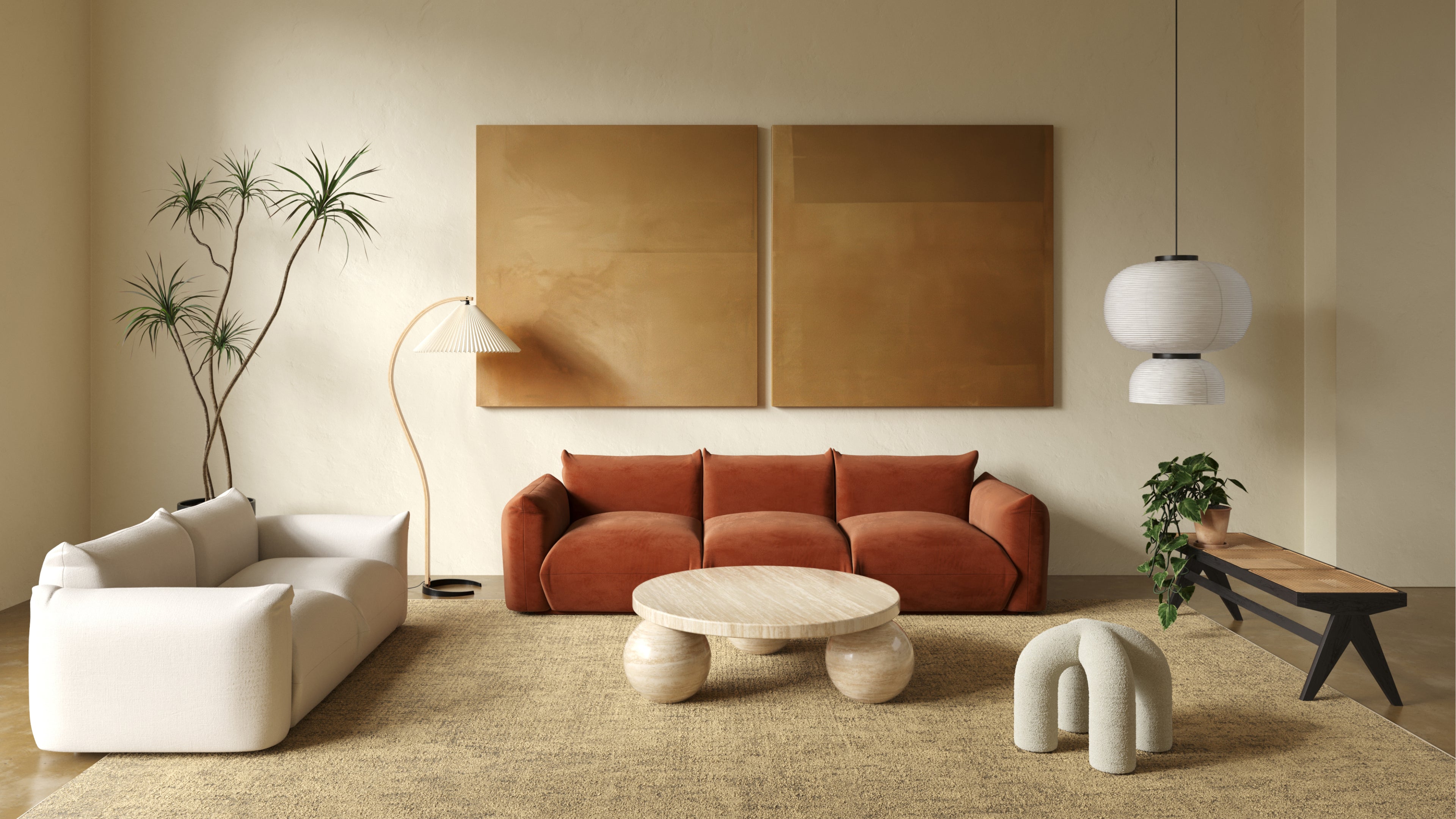 Lustrous velvet Marenco three seater sofa perfect for small living spaces