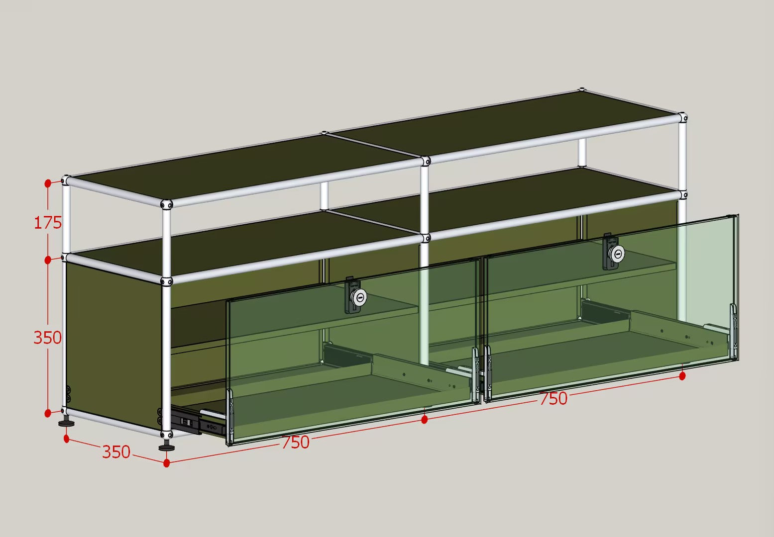 Haller Lowboard L with Extension | Vintara Design – Customisable Modular Media Unit #4319