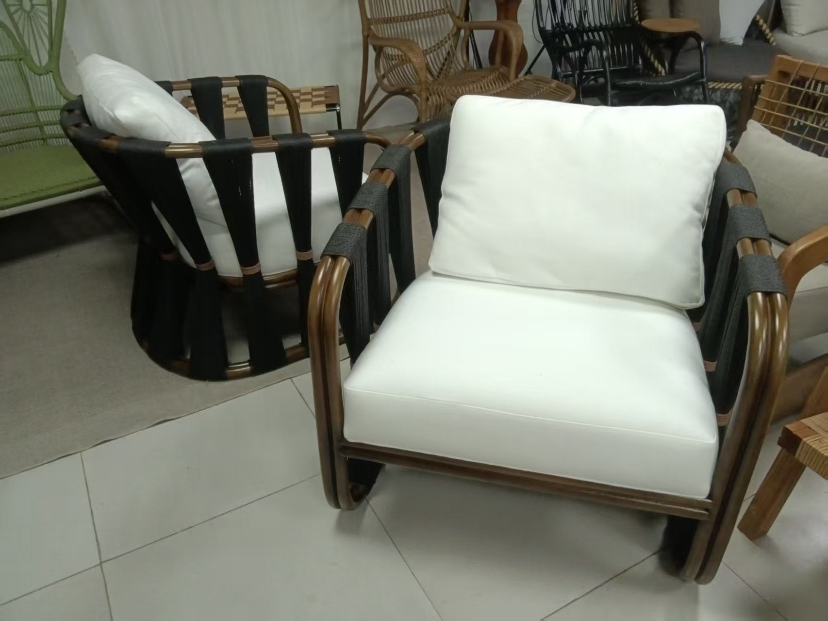 Strings Attached Lounge Chair - Coastal Rattan & Abaca Rope