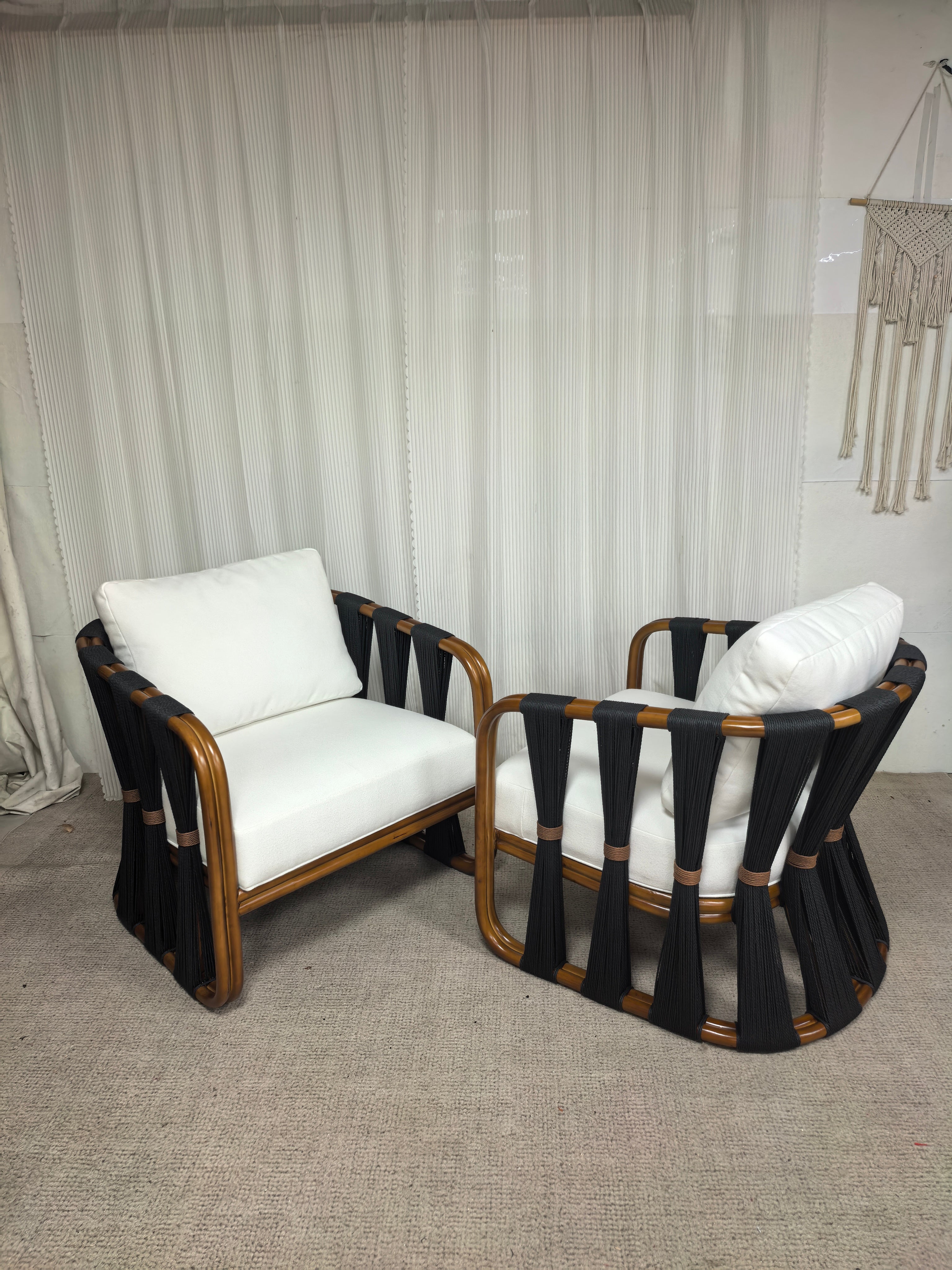 Strings Attached Lounge Chair - Coastal Rattan & Abaca Rope