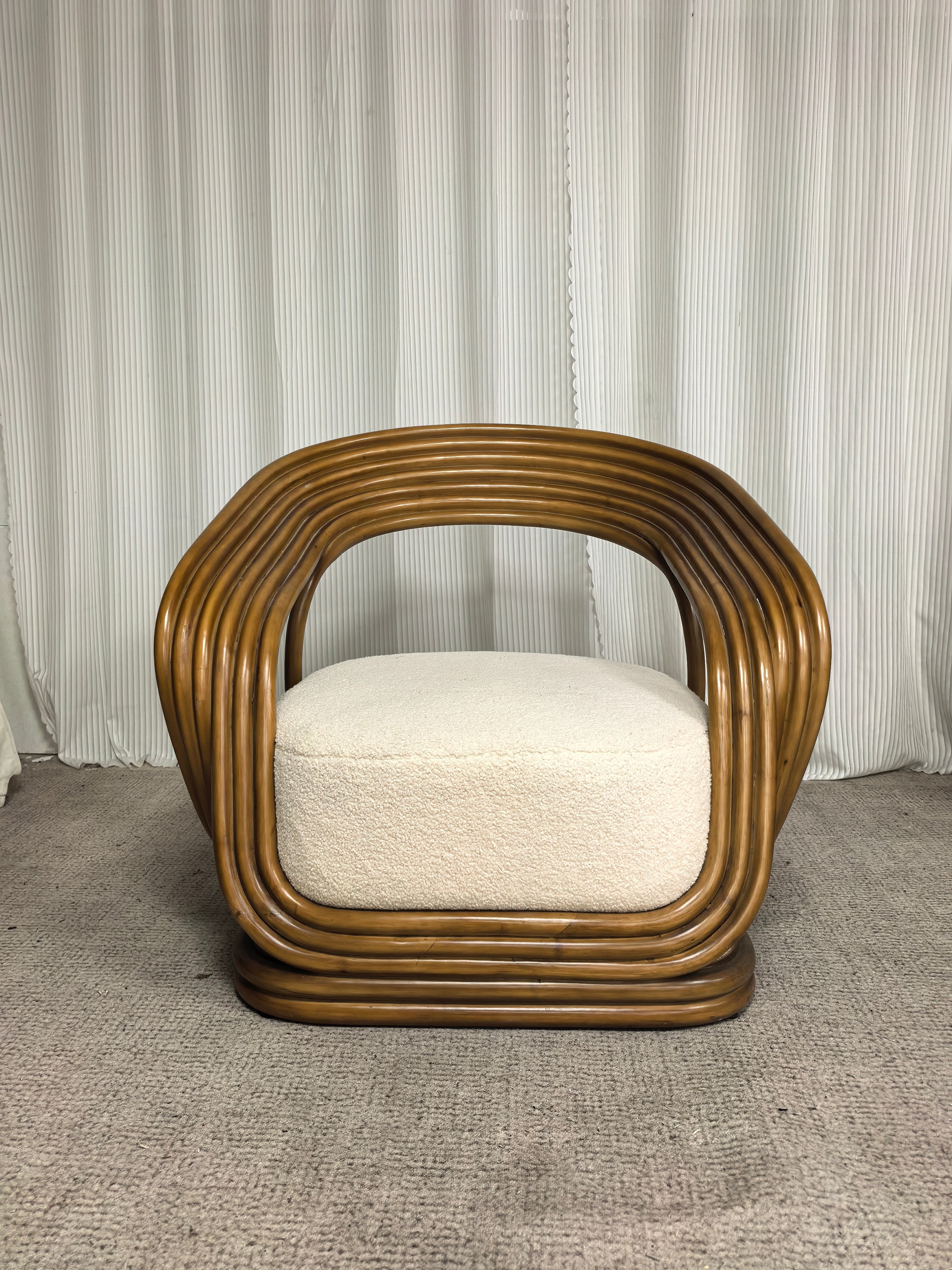 Cane Lounge Eva Chair - Contemporary Cane Arm Accent Chair Rattan Armchair