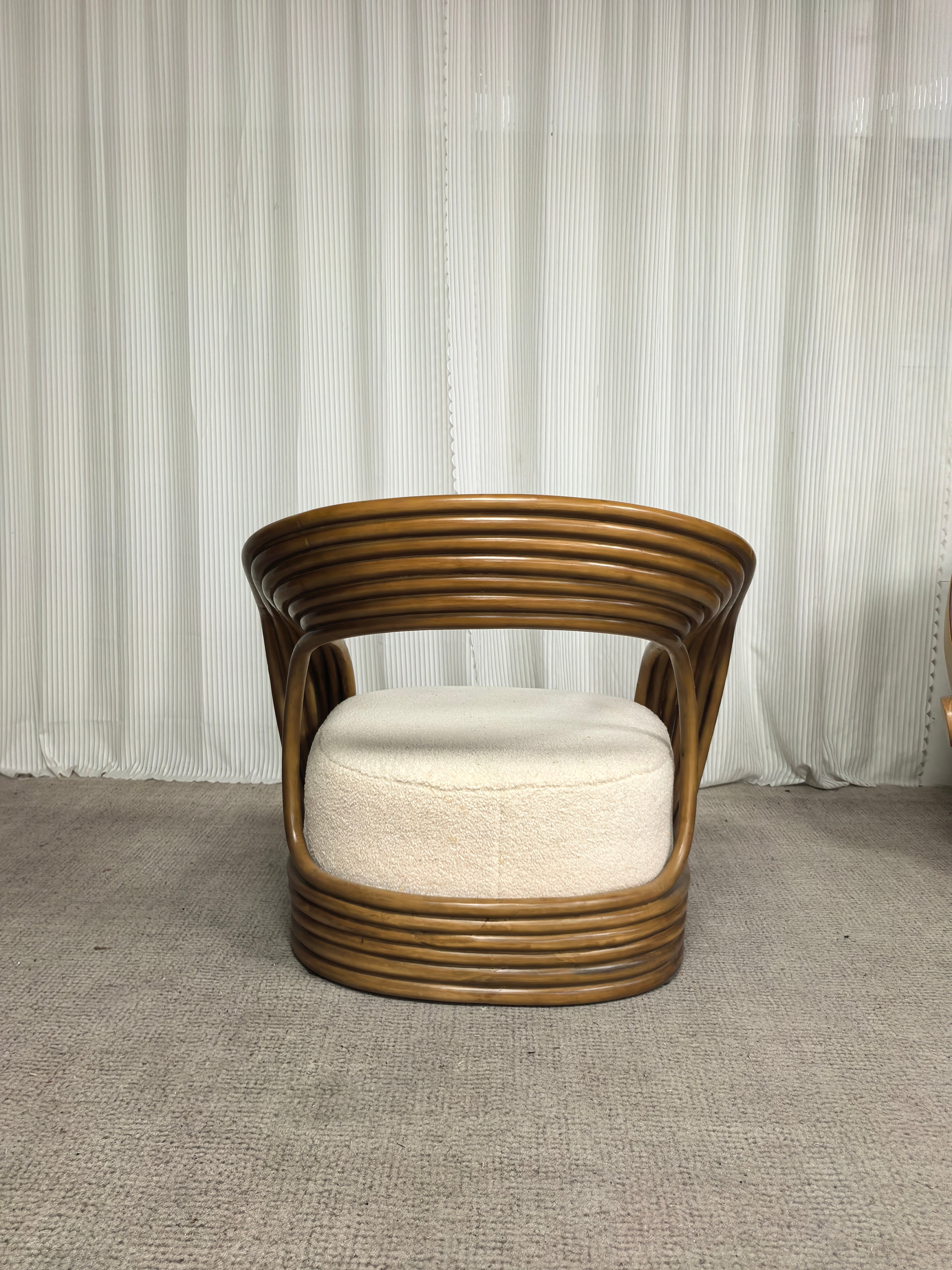 Cane Lounge Eva Chair - Contemporary Cane Arm Accent Chair Rattan Armchair