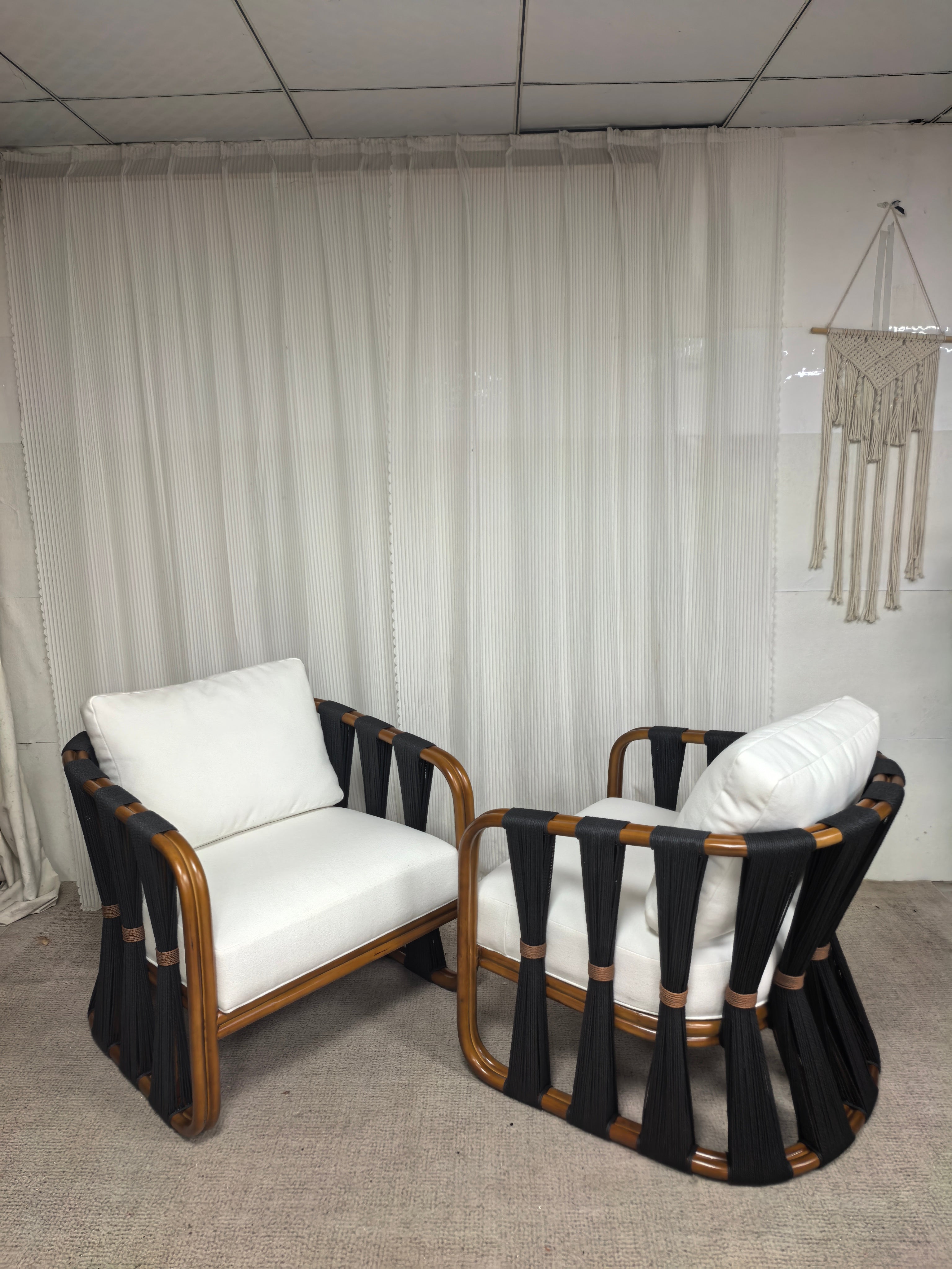 Strings Attached Lounge Chair - Coastal Rattan & Abaca Rope