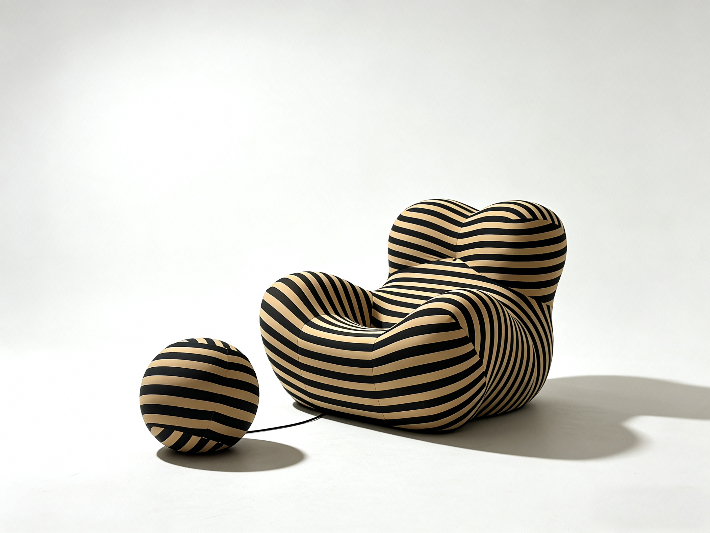 La Mamma Up 5 and Up 6 Replica Chair & Ottoman - Gaetano Pesce Iconic Heart-Shaped Design with Ball Footstool