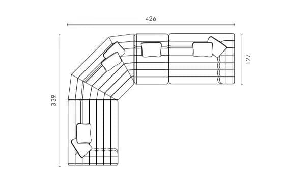 Extra deep low-slung float modular sofa in living room