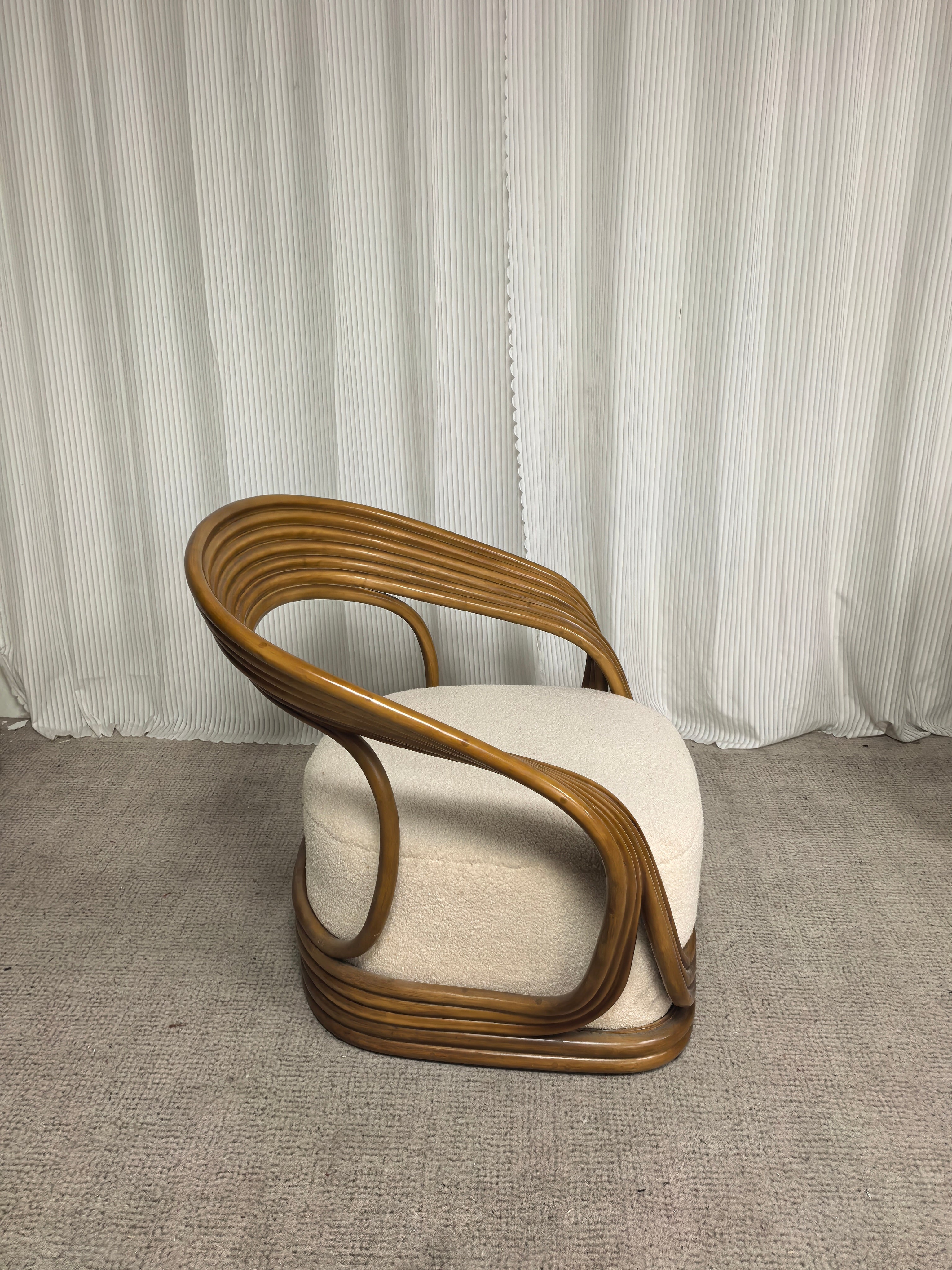 Cane Lounge Eva Chair - Contemporary Cane Arm Accent Chair Rattan Armchair