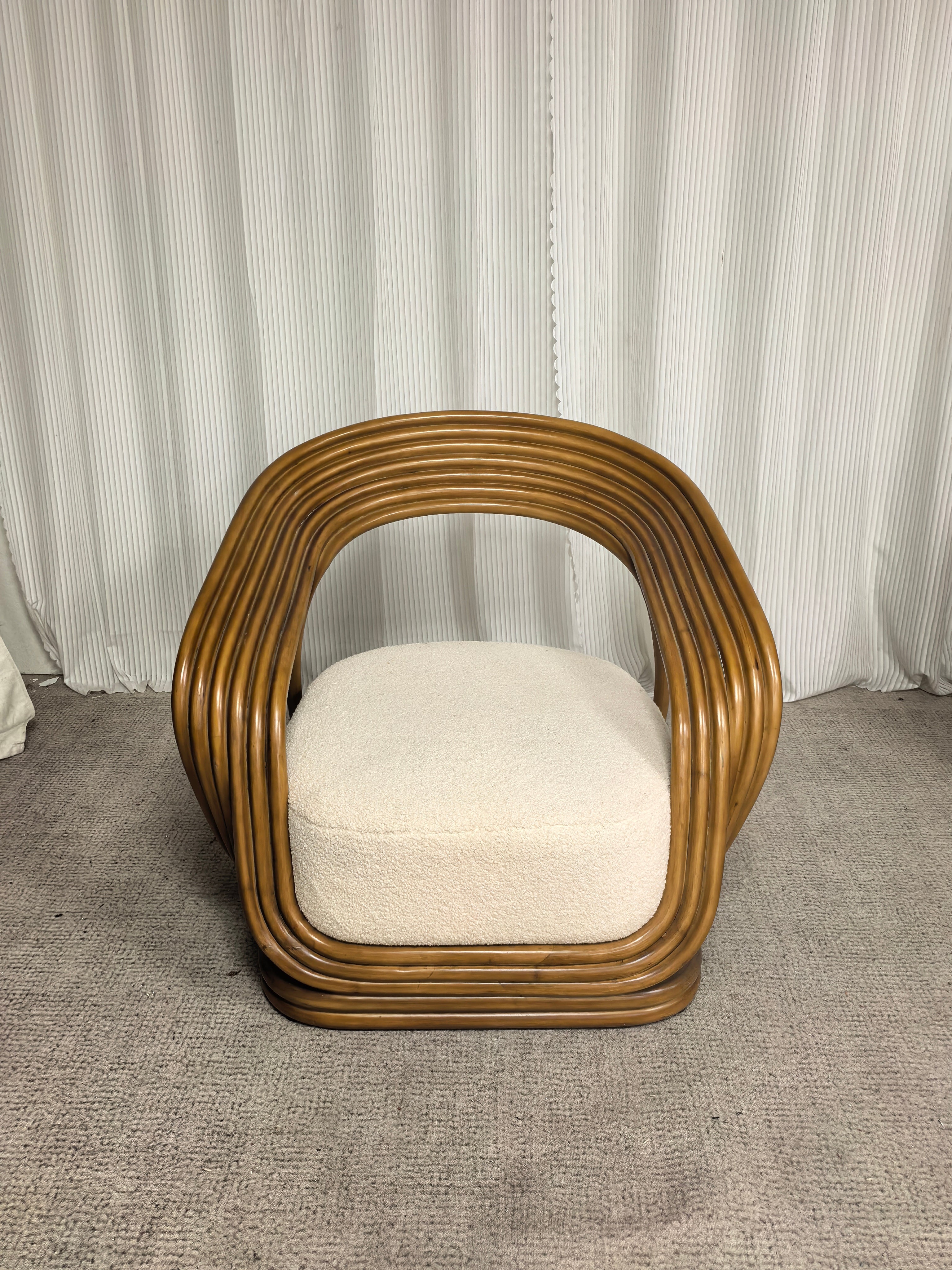 Cane Lounge Eva Chair - Contemporary Cane Arm Accent Chair Rattan Armchair