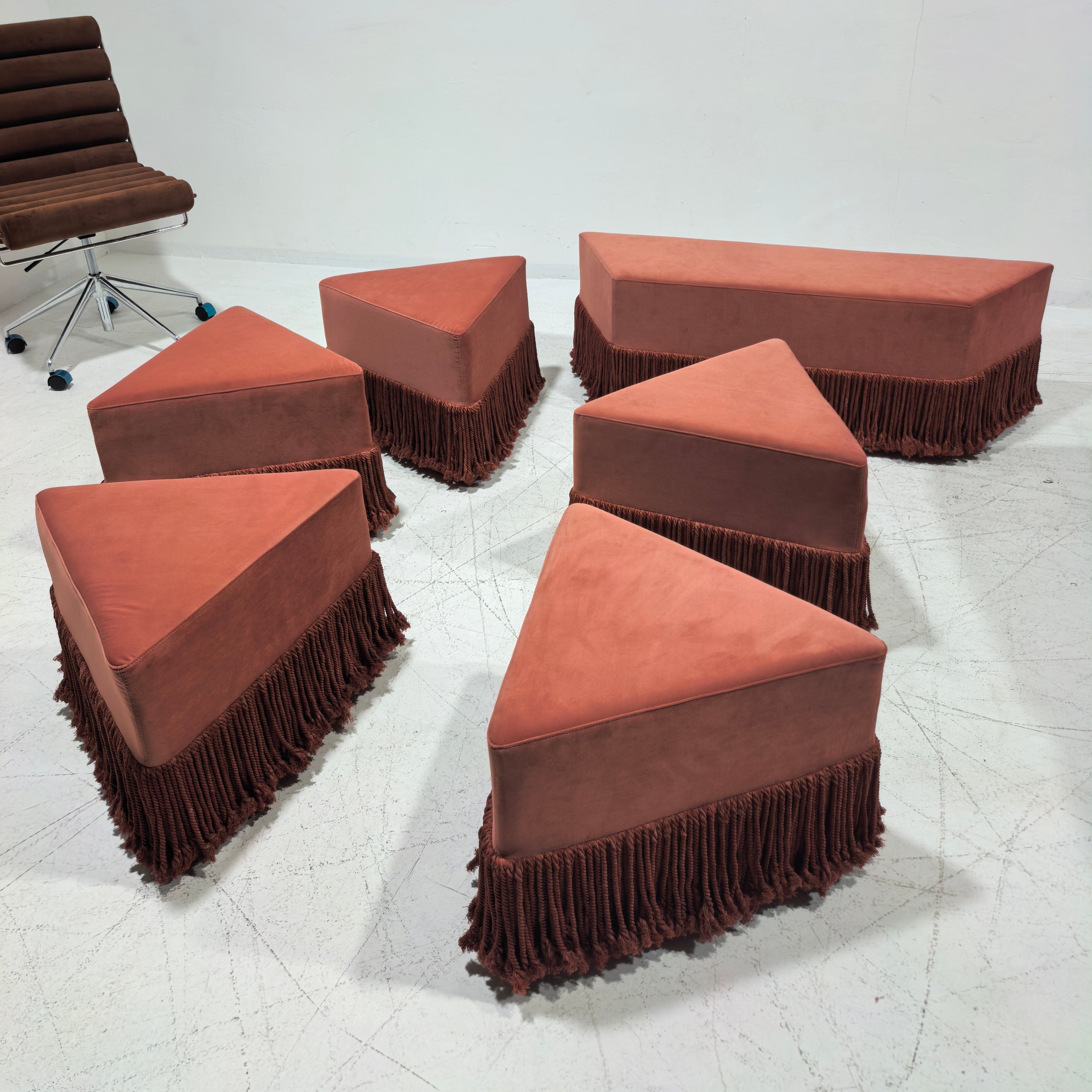 Allard Ottoman Luxe Trillion Cut Velvet & Fringe