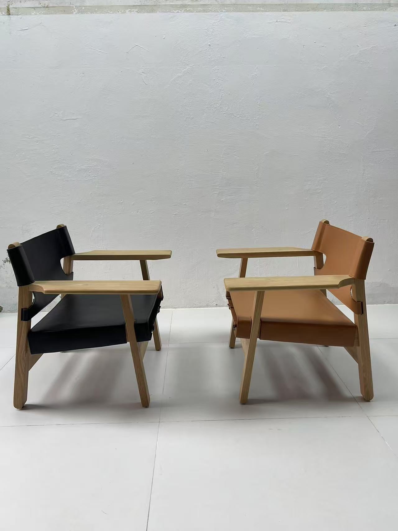 The Spanish Chair | Børge Mogensen Replica | Solid Wood& Saddle Leather Lounge Chair
