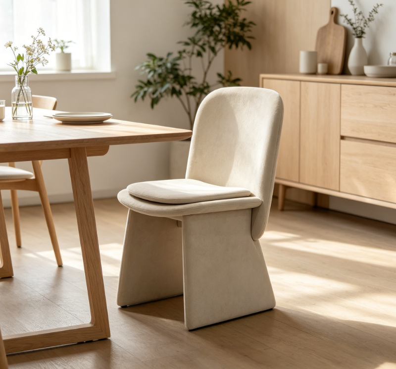 Jodie Modern Upholstered Dining Chair with Cushion | Sculptural Minimalist Leather Accent Chair