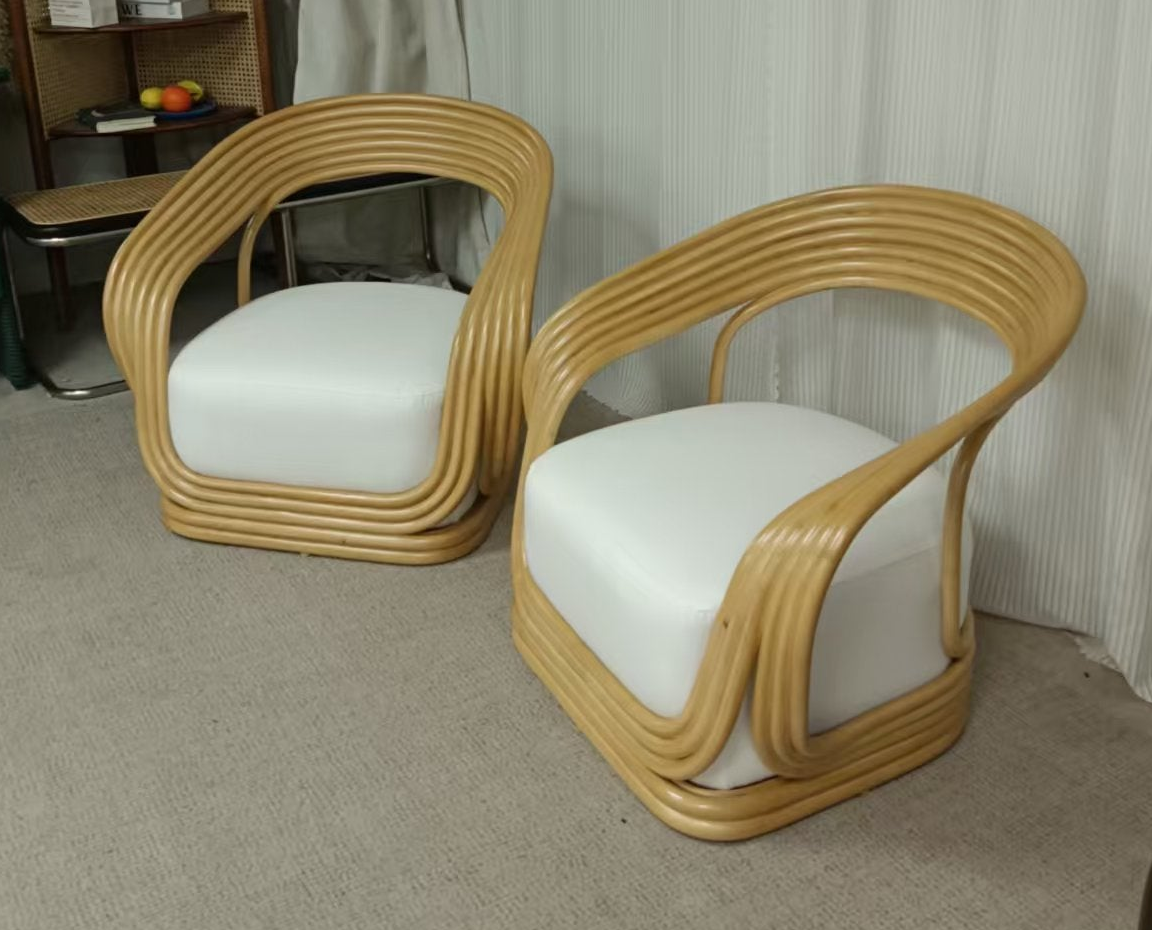 Cane Lounge Eva Chair - Contemporary Cane Arm Accent Chair Rattan Armchair