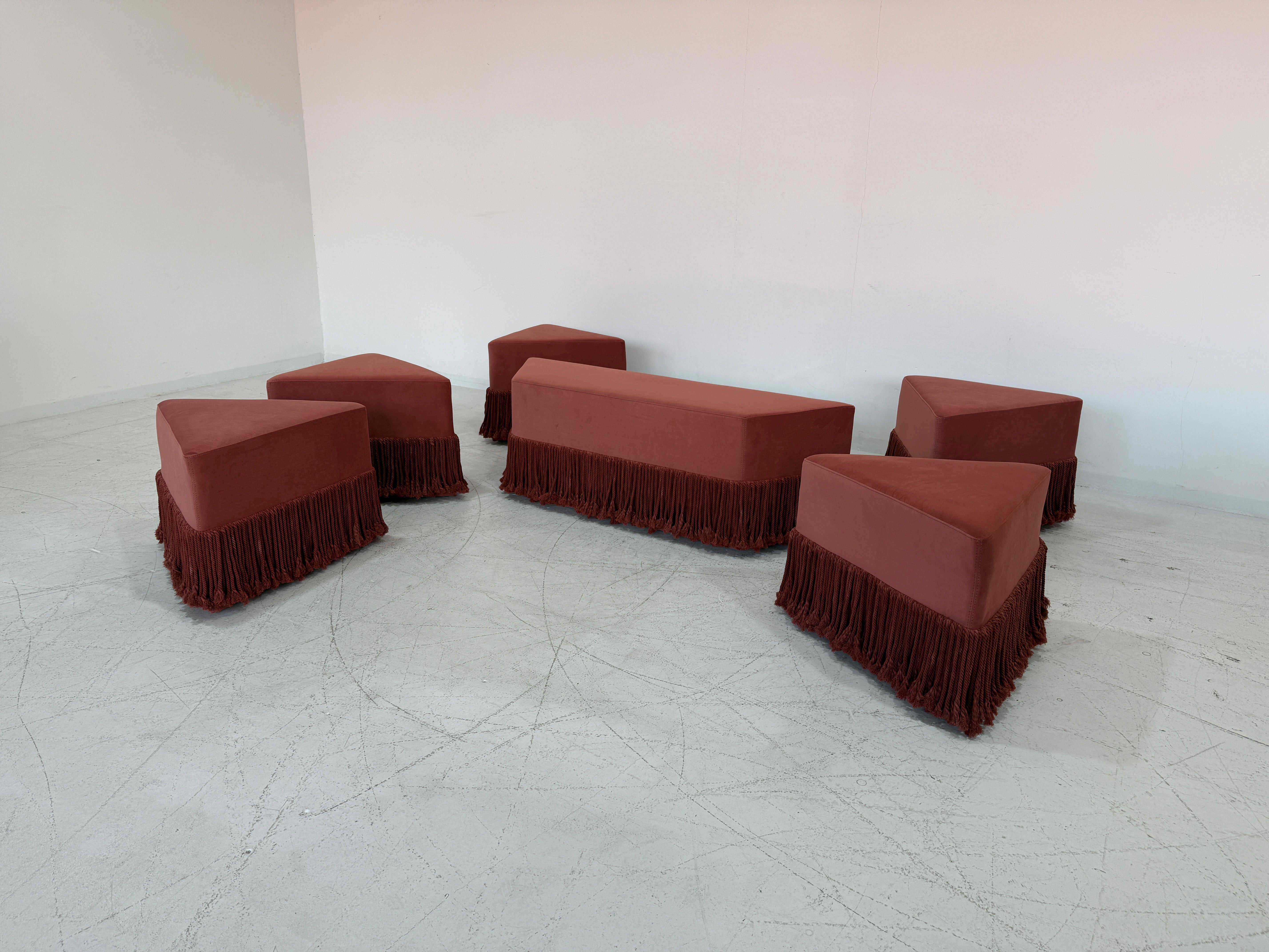 Allard Ottoman - Luxe Trillion Cut Velvet & Fringe