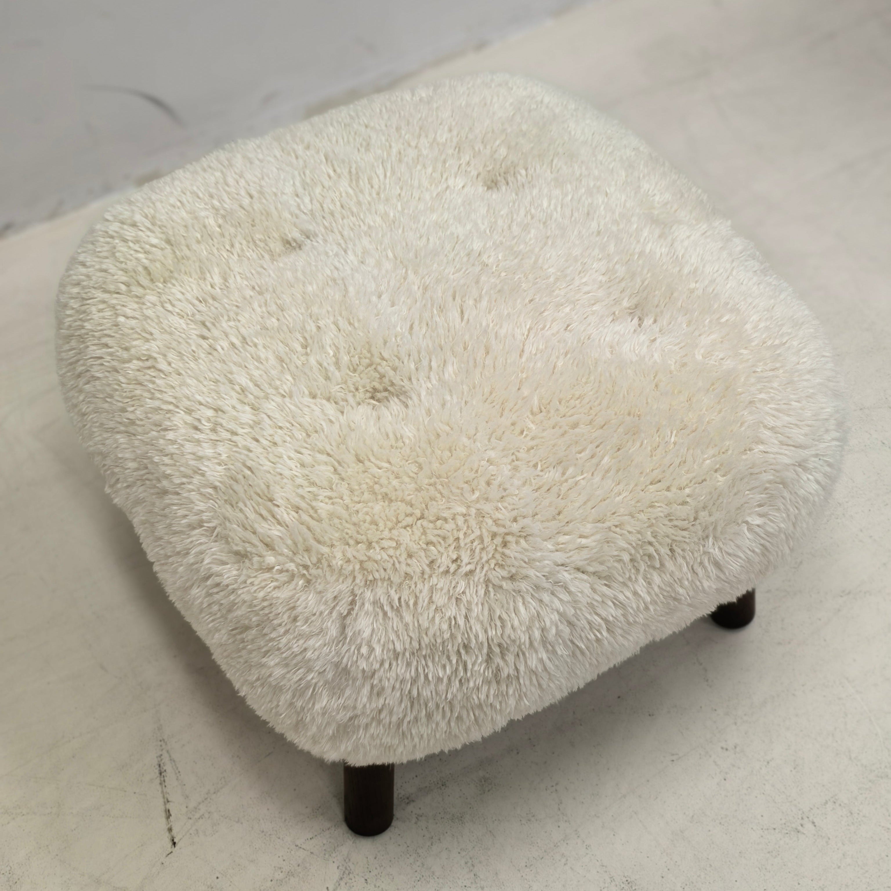 Solid Wood Frame Luxe Sheepskin Lounge Chair