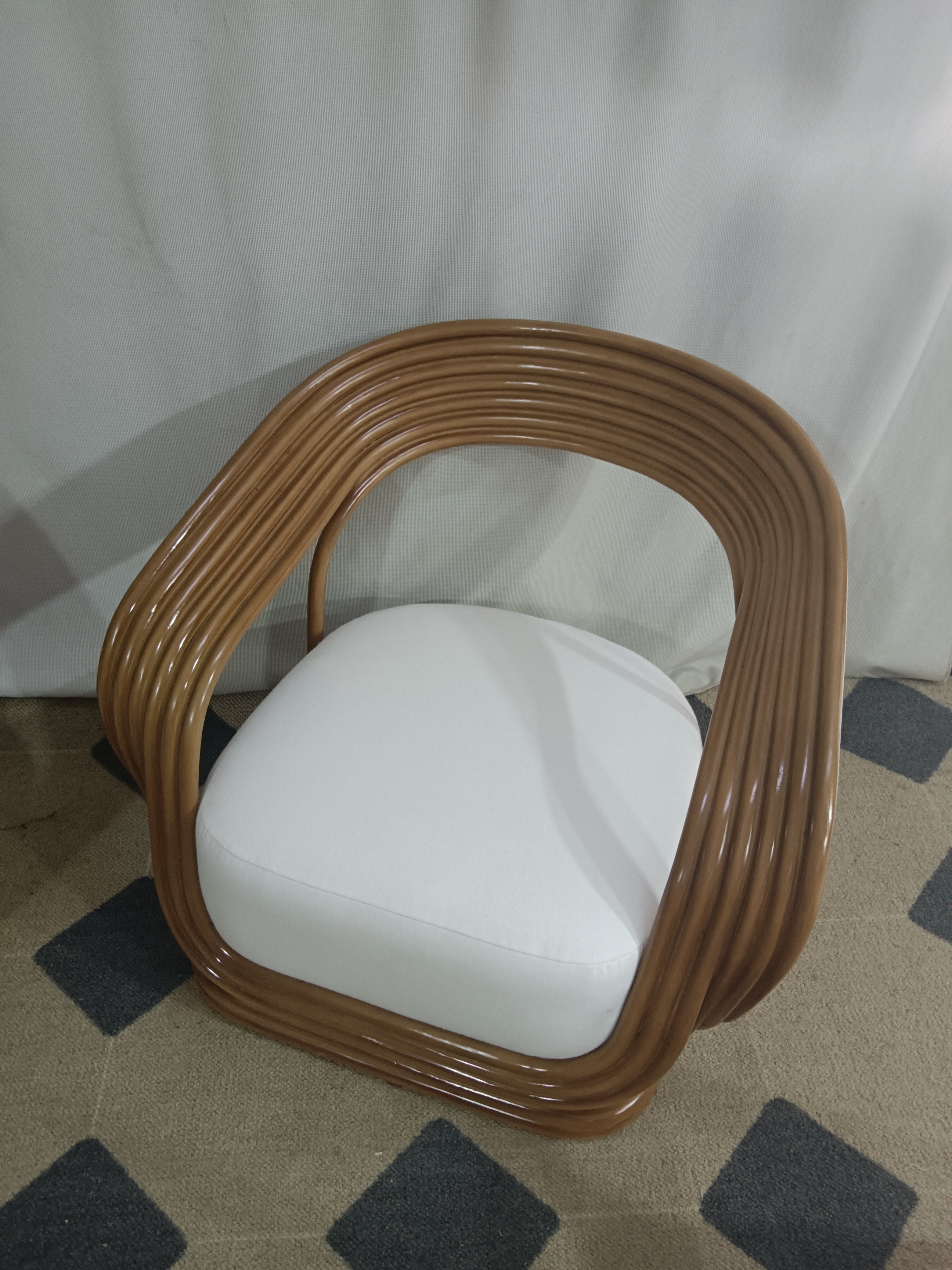 Cane Lounge Eva Chair - Contemporary Cane Arm Accent Chair Rattan Armchair